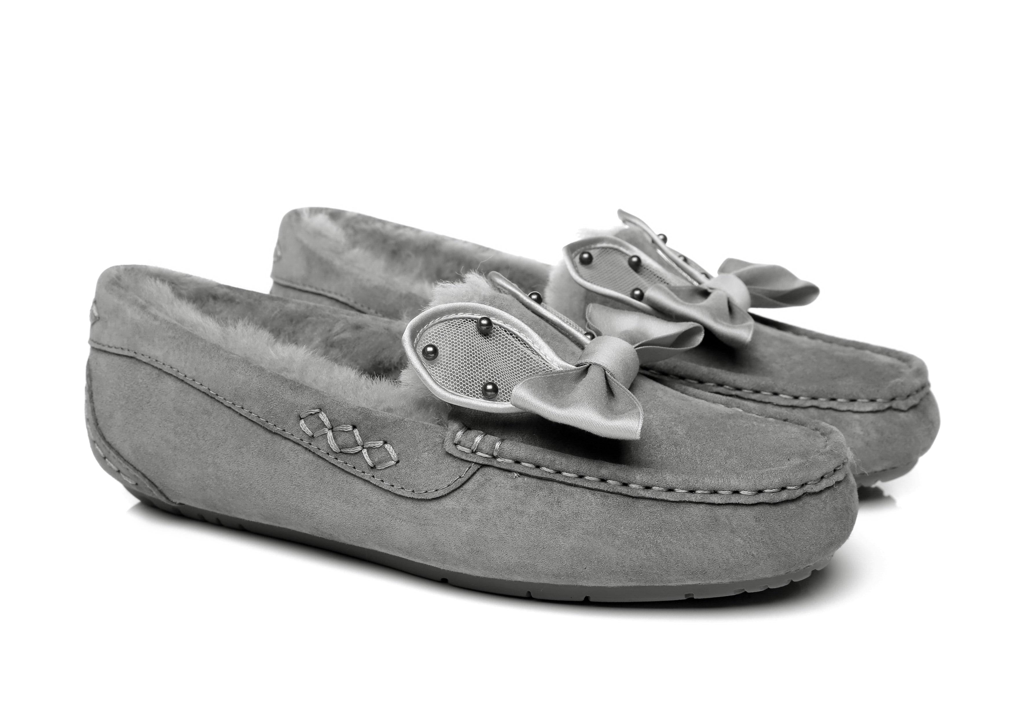 EVERAU® Casual Flats Women Wabbit Moccasin - Moccasins - Grey - AU Ladies 4 / AU Men 2 / EU 35 - Uggoutlet