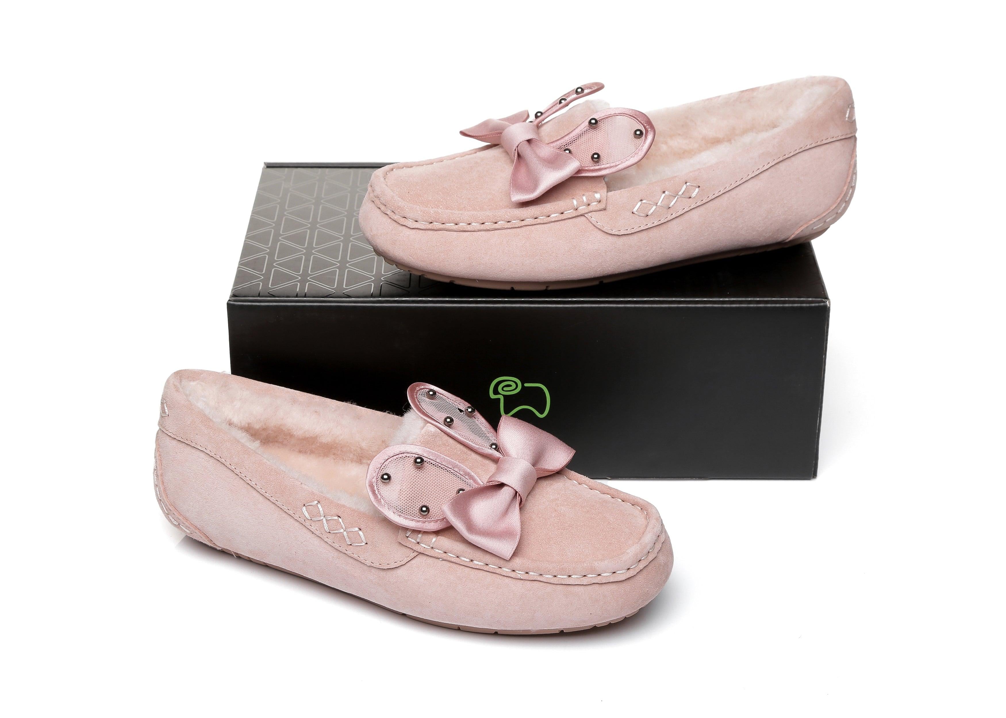 EVERAU® Casual Flats Women Wabbit Moccasin - Moccasins - Pink - AU Ladies 4 / AU Men 2 / EU 35 - Uggoutlet