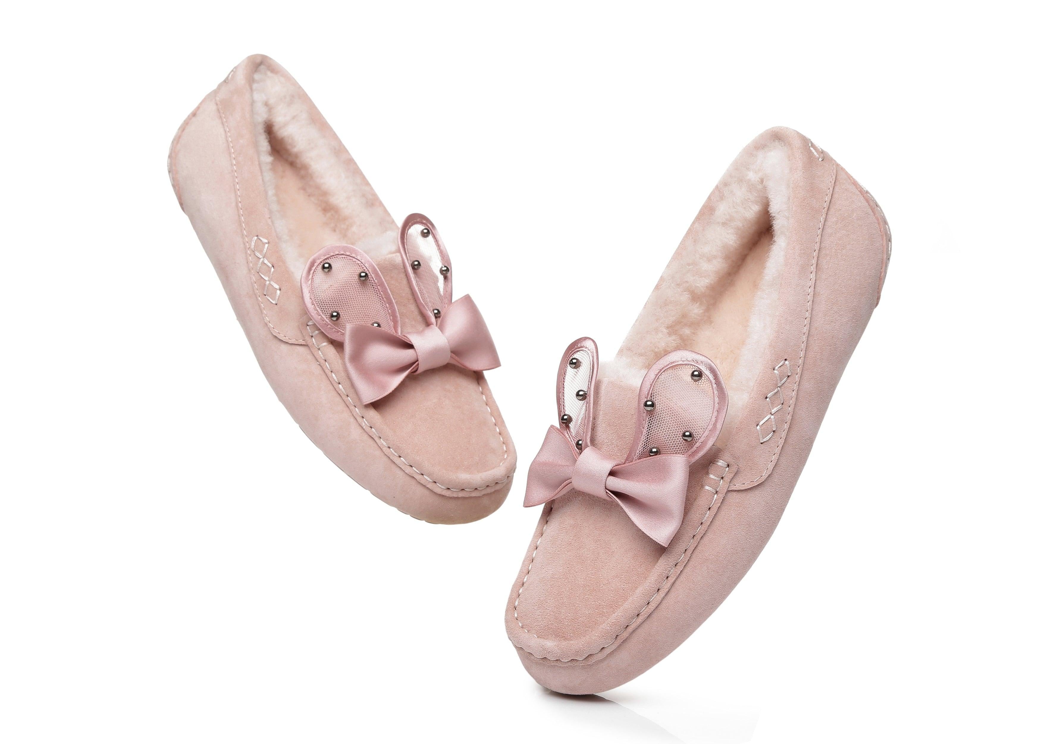 EVERAU® Casual Flats Women Wabbit Moccasin - Moccasins - Pink - AU Ladies 4 / AU Men 2 / EU 35 - Uggoutlet