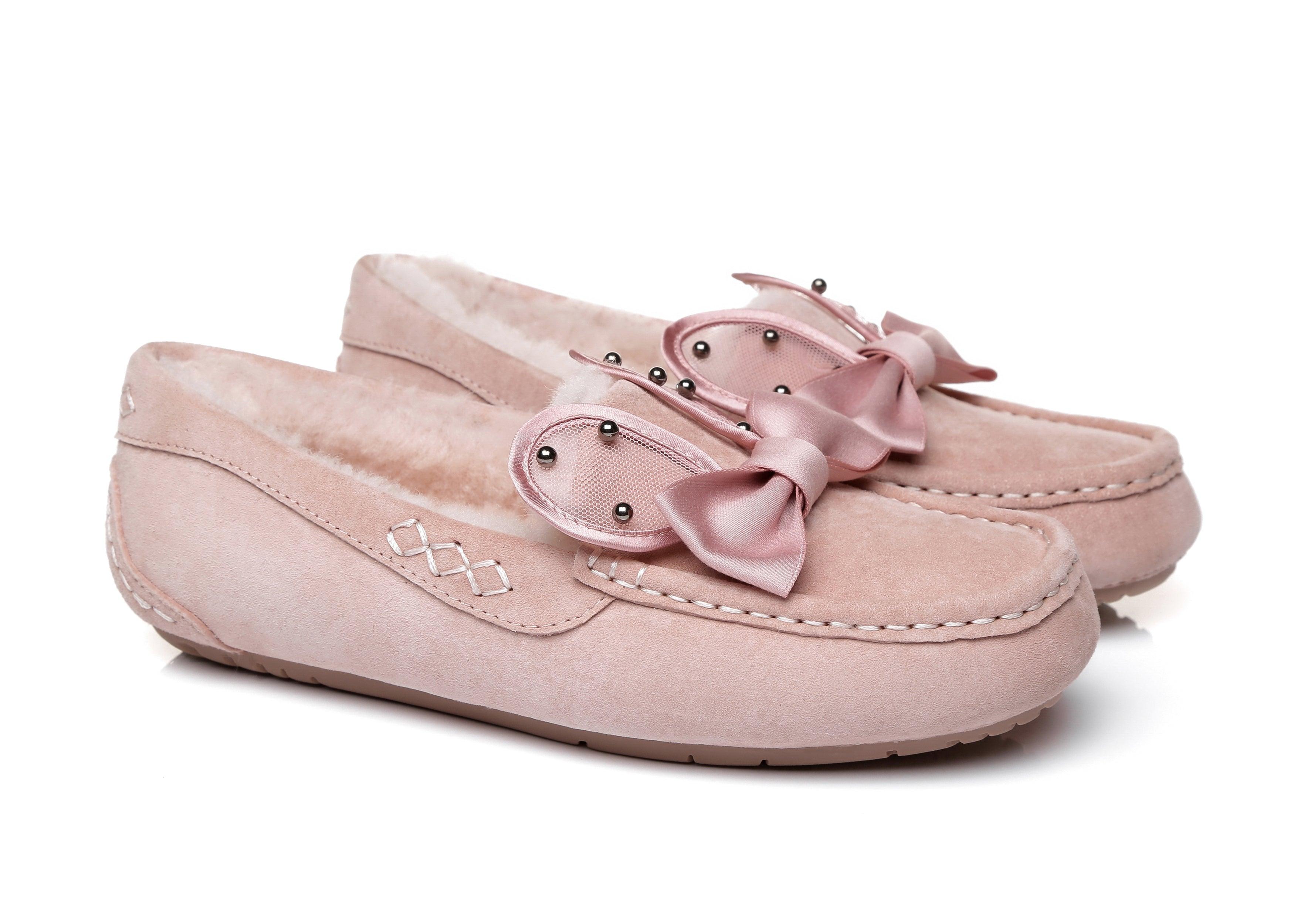 EVERAU® Casual Flats Women Wabbit Moccasin - Moccasins - Pink - AU Ladies 4 / AU Men 2 / EU 35 - Uggoutlet