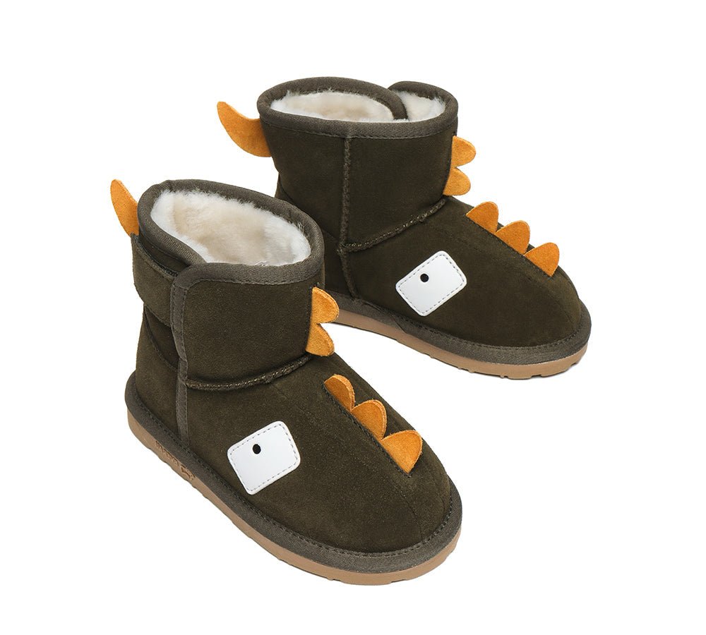 EVERAU® Hook And Loop Kids Ugg Boots Dino - UGG Boots - Dark Green - AU Kids 25 / EU 25 - Uggoutlet