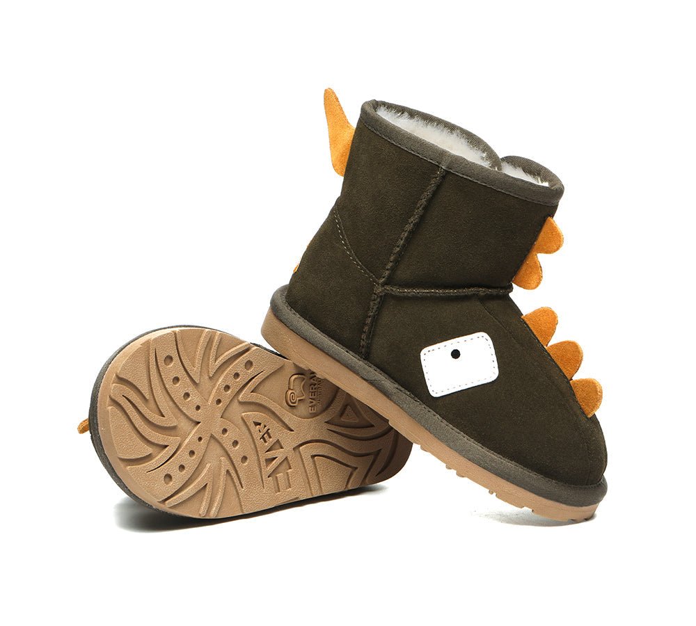 EVERAU® Hook And Loop Kids Ugg Boots Dino - UGG Boots - Dark Green - AU Kids 25 / EU 25 - Uggoutlet