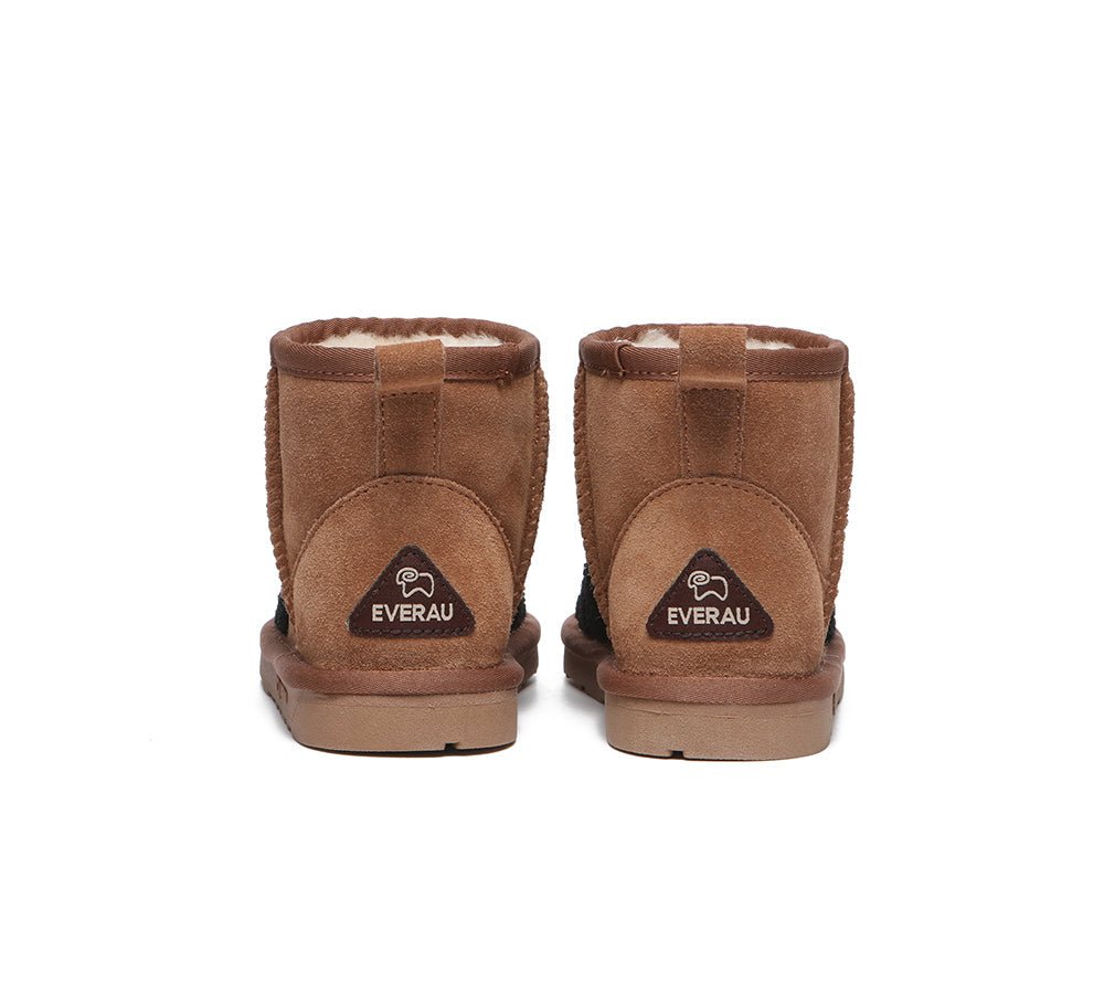 EVERAU® Kids Sheepskin Boots Tiger - UGG Boots - Chestnut - AU Kids 25 / EU 25 - Uggoutlet