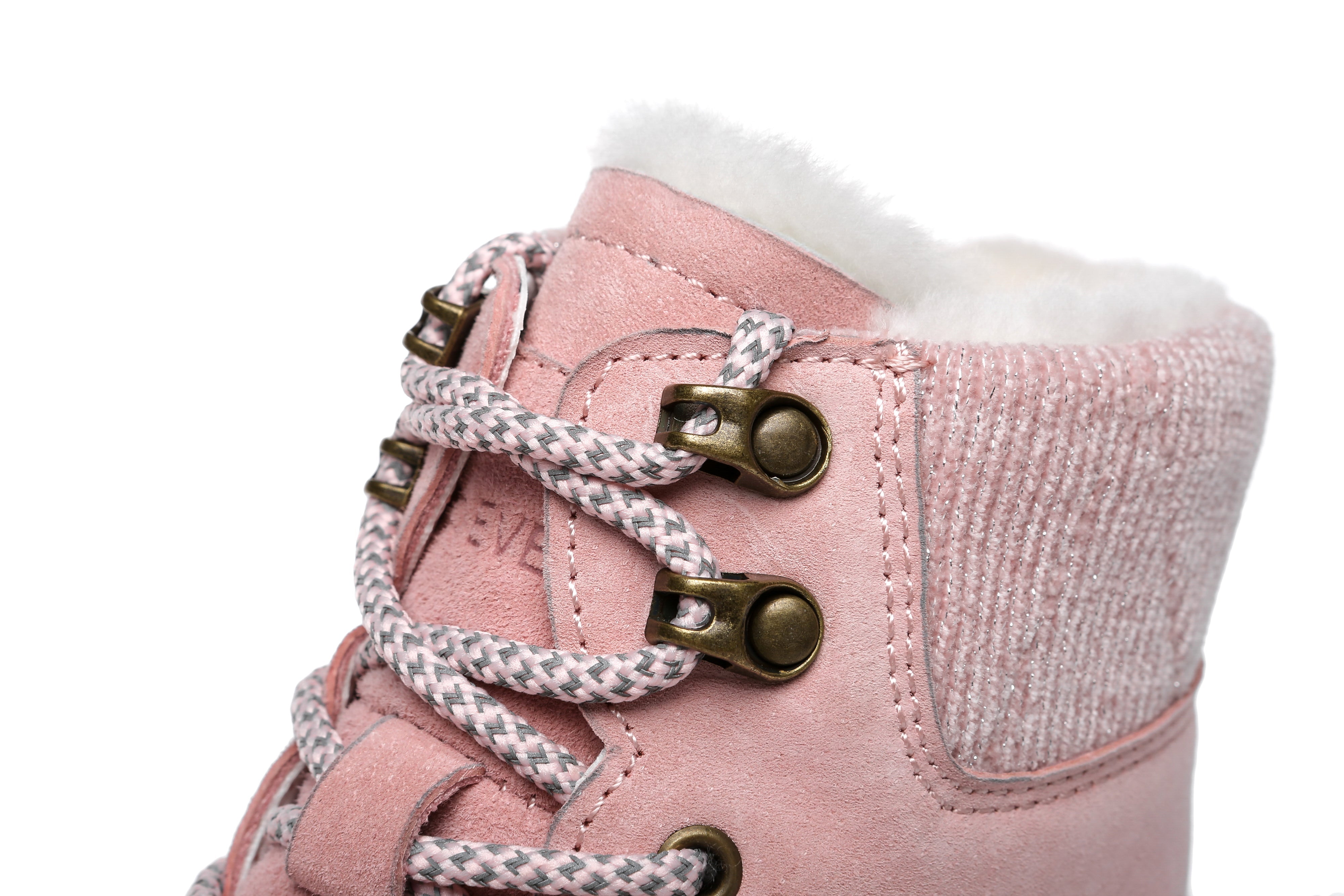 EVERAU® Lace Up Ankle Boots With Sheepskin Wool Pastoral Ramble - Sneaker - Pink - AU Ladies 4 / AU Men 2 / EU 35 - Uggoutlet