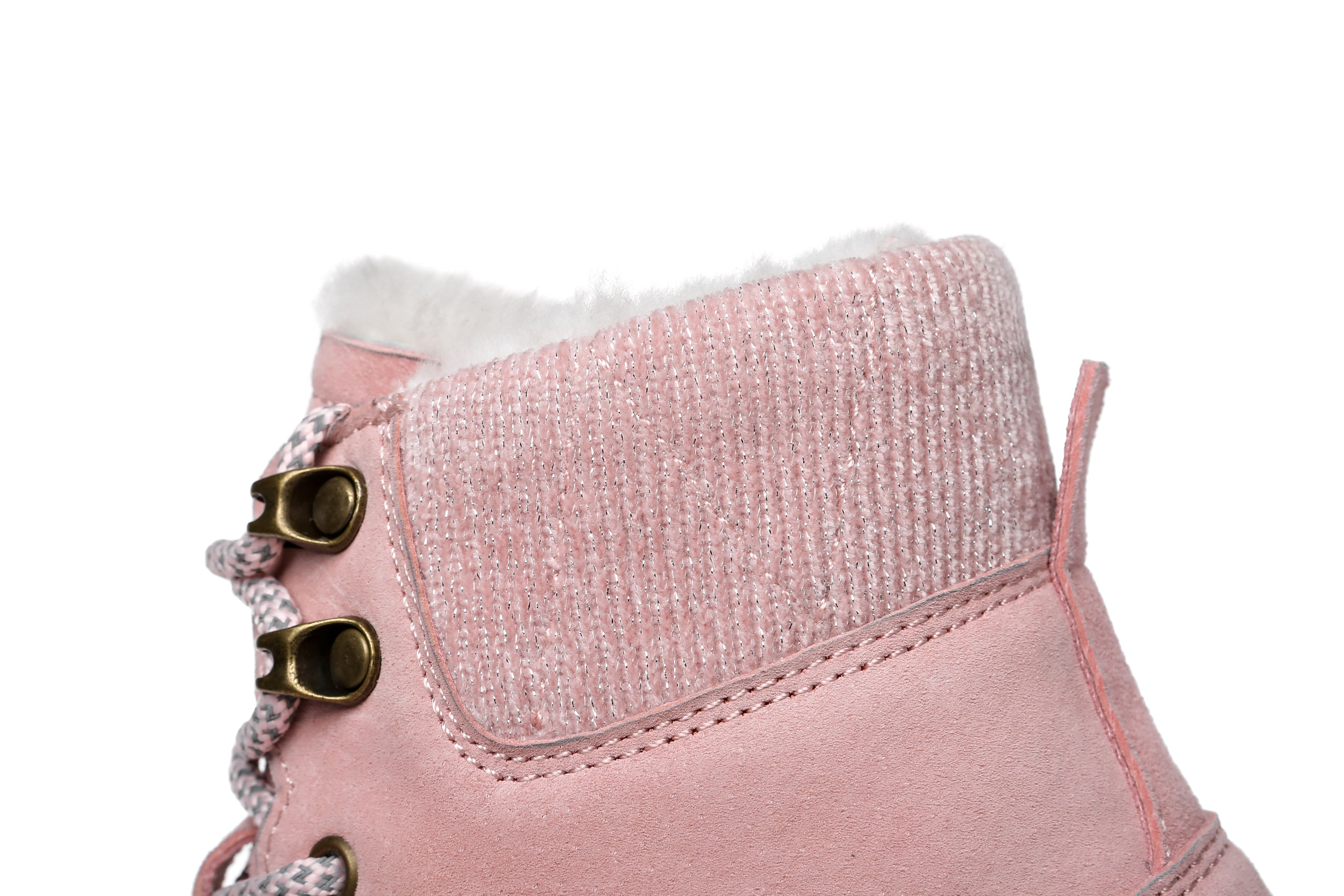 EVERAU® Lace Up Ankle Boots With Sheepskin Wool Pastoral Ramble - Sneaker - Pink - AU Ladies 4 / AU Men 2 / EU 35 - Uggoutlet