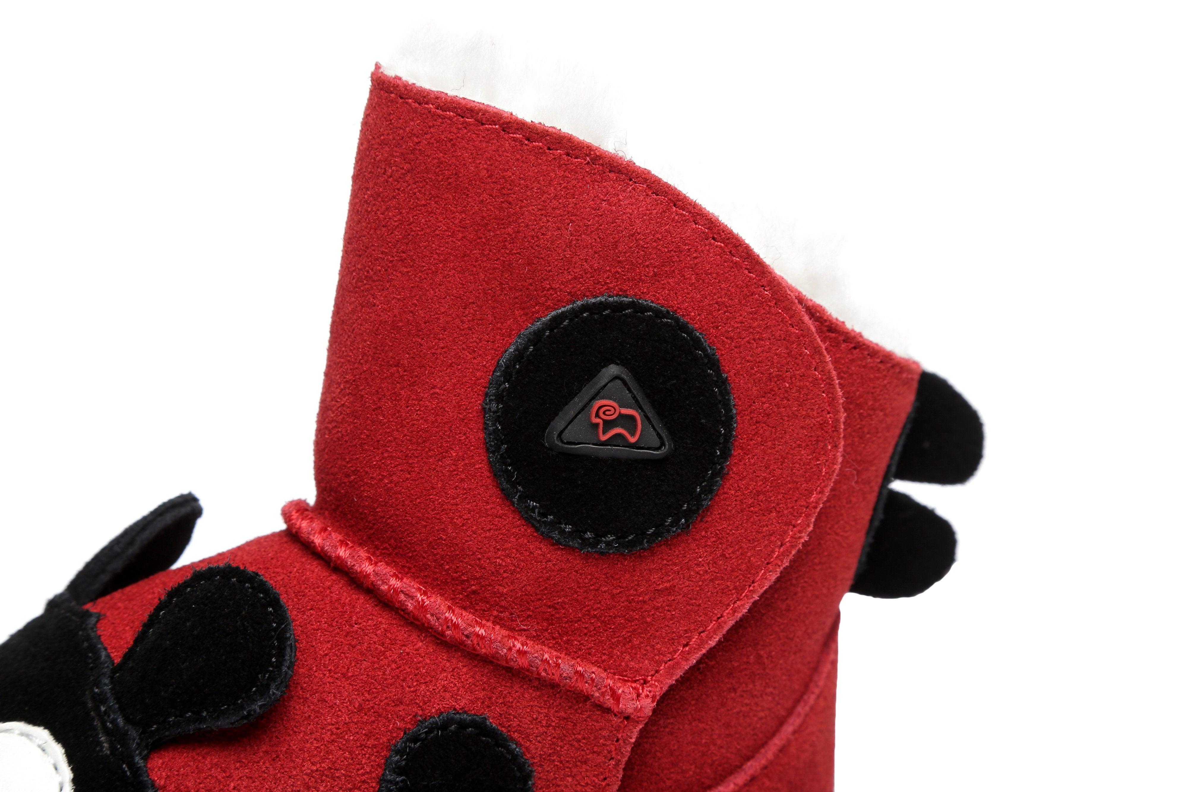 EVERAU® Ladybug Sheepskin Boots Toddler - UGG Boots - Red - S - Uggoutlet