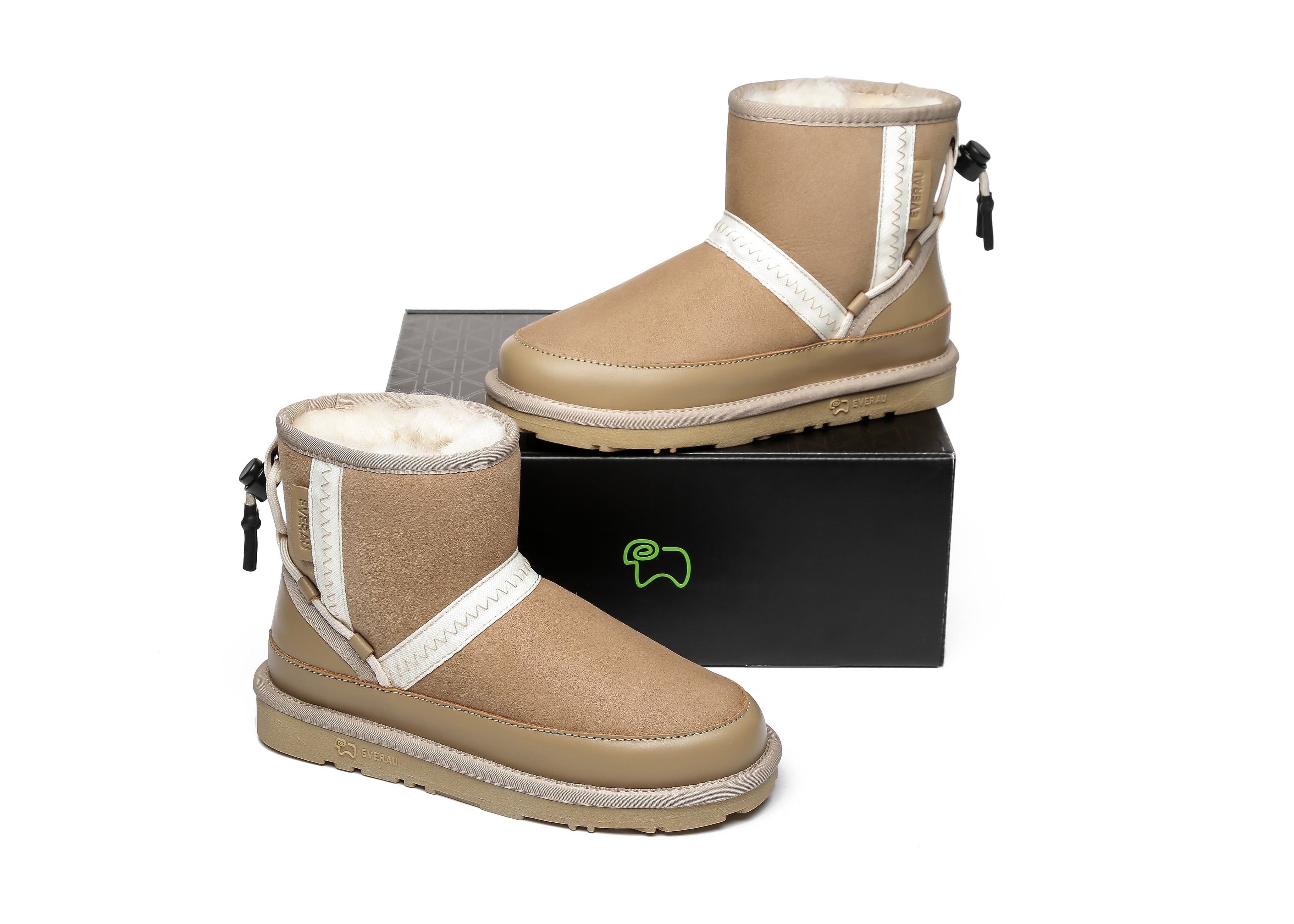 EVERAU® Mini Sheepskin Boots Women Caslon - UGG Boots - Beige - AU Ladies 4 / AU Men 2 / EU 35 - Uggoutlet