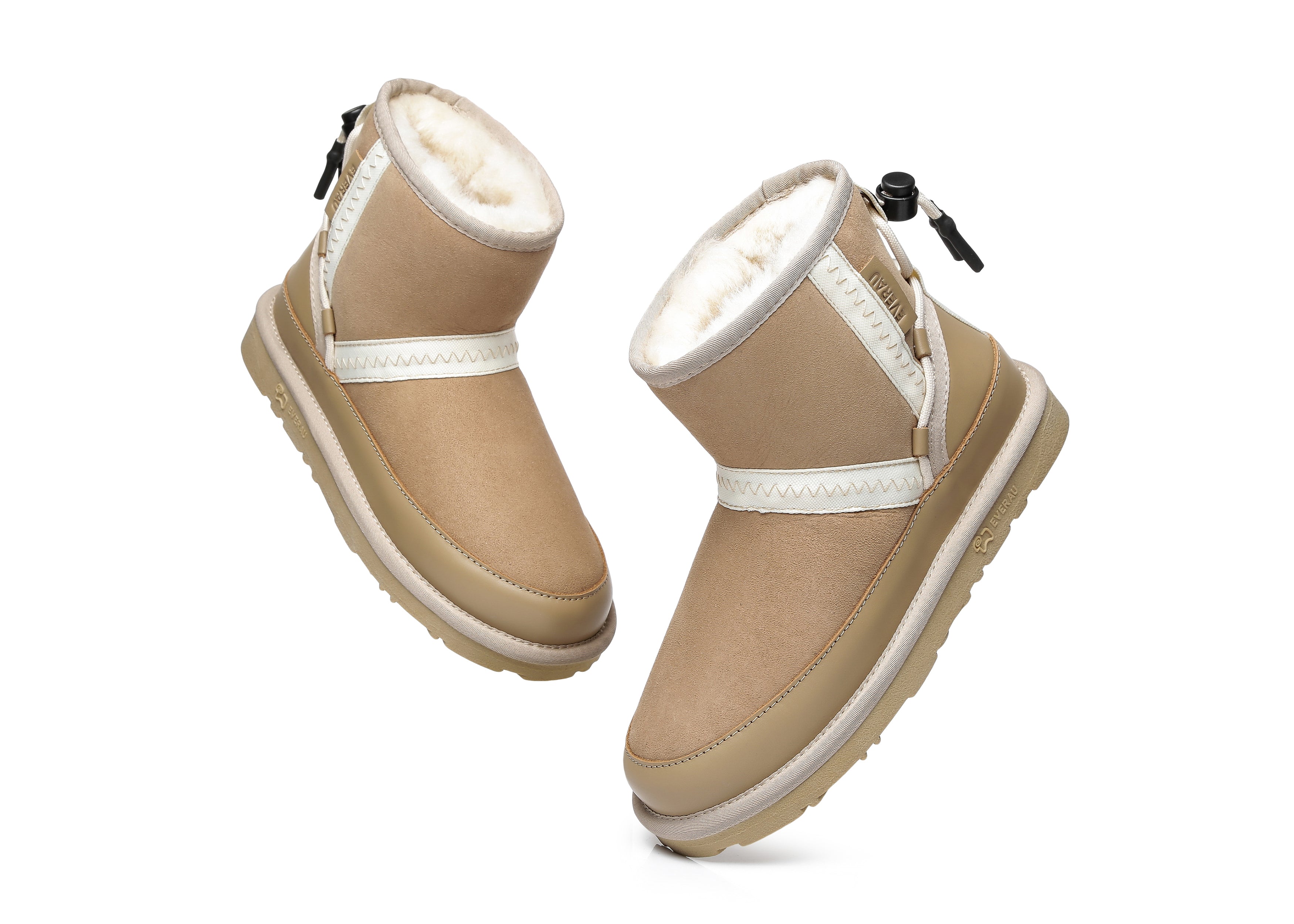 EVERAU® Mini Sheepskin Boots Women Caslon - UGG Boots - Beige - AU Ladies 4 / AU Men 2 / EU 35 - Uggoutlet