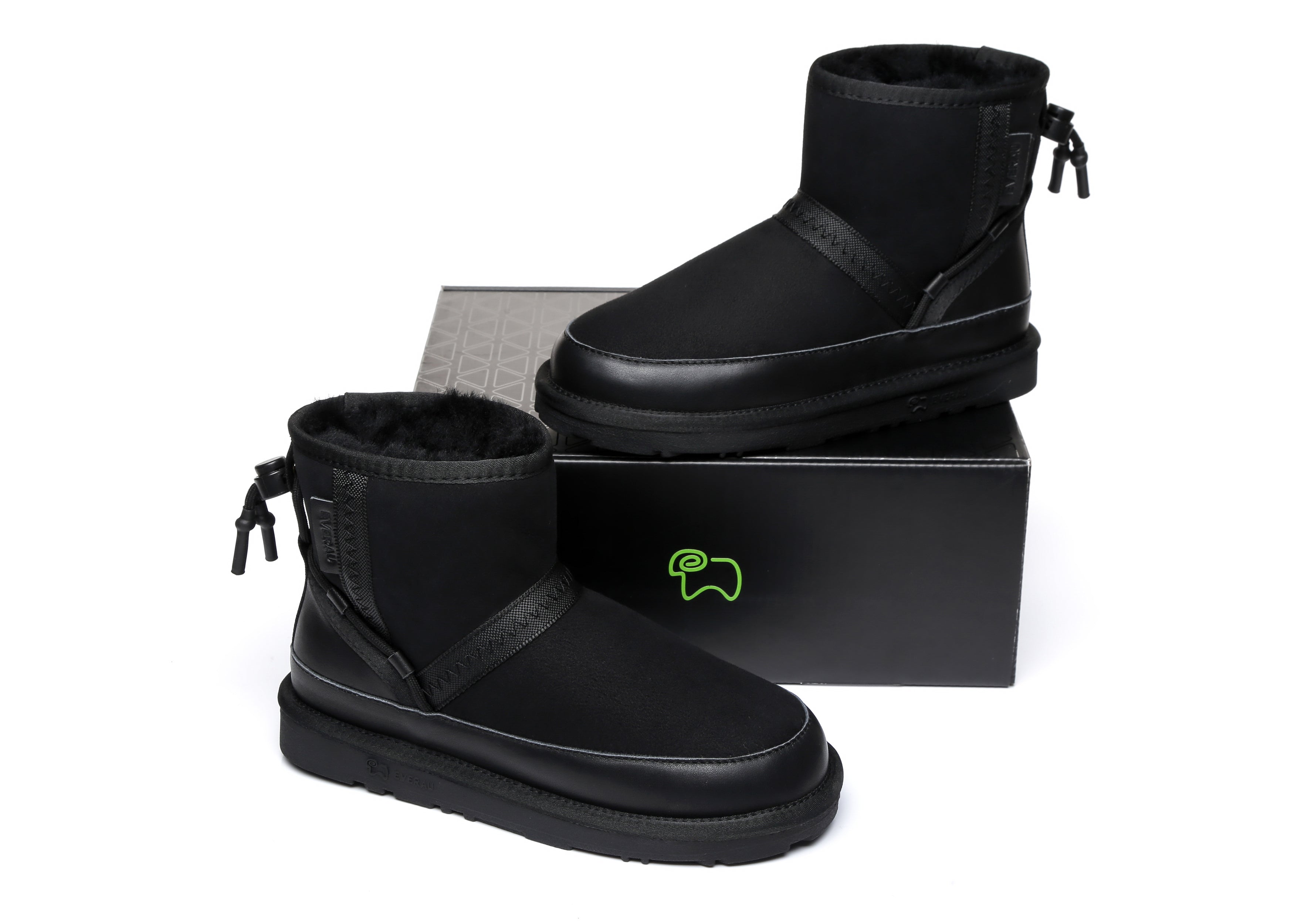 EVERAU® Mini Sheepskin Boots Women Caslon - UGG Boots - Black - AU Ladies 4 / AU Men 2 / EU 35 - Uggoutlet