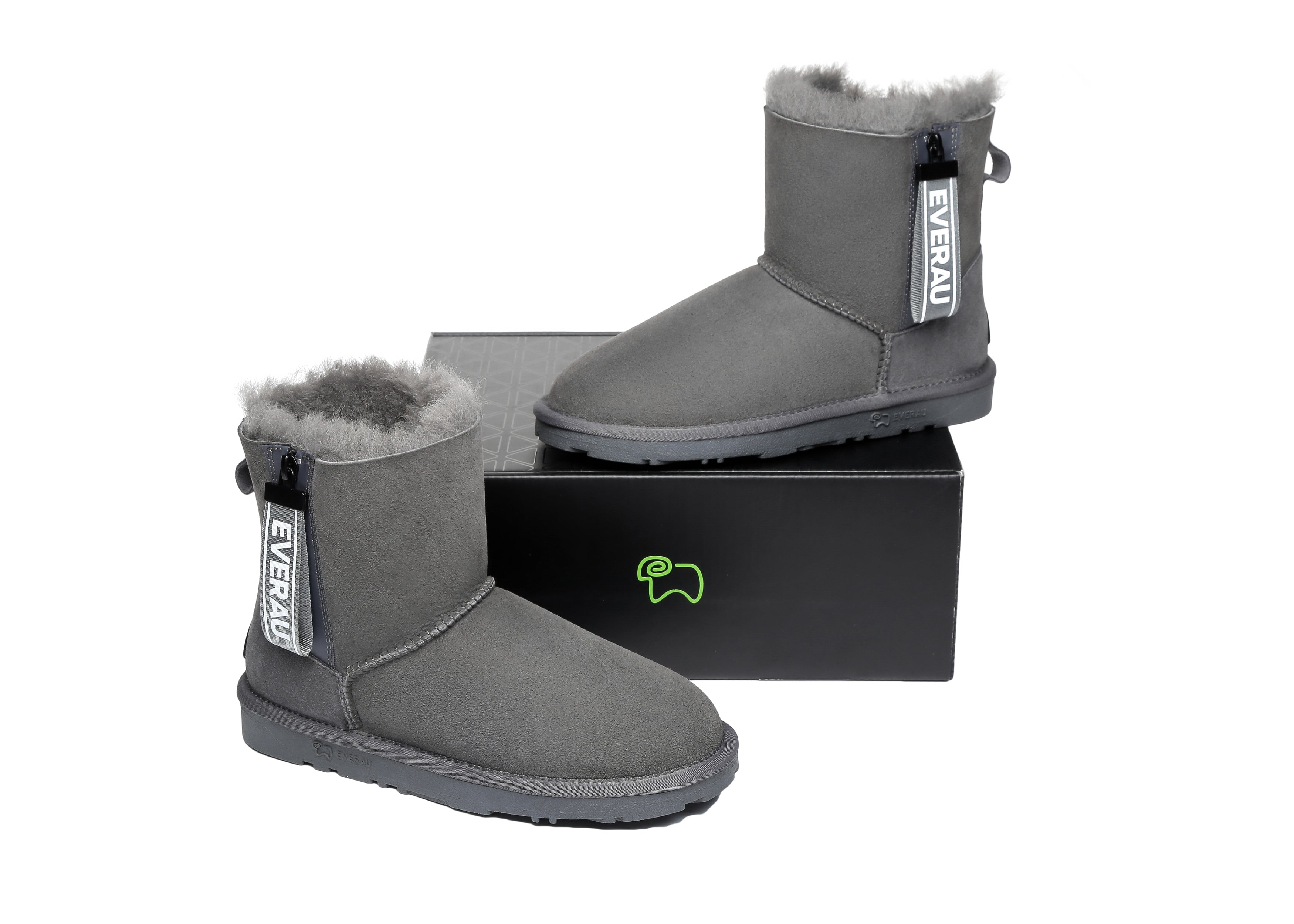 EVERAU® Mini Sheepskin Boots Women Mini Piper - UGG Boots - Grey - AU Ladies 4 / AU Men 2 / EU 35 - Uggoutlet