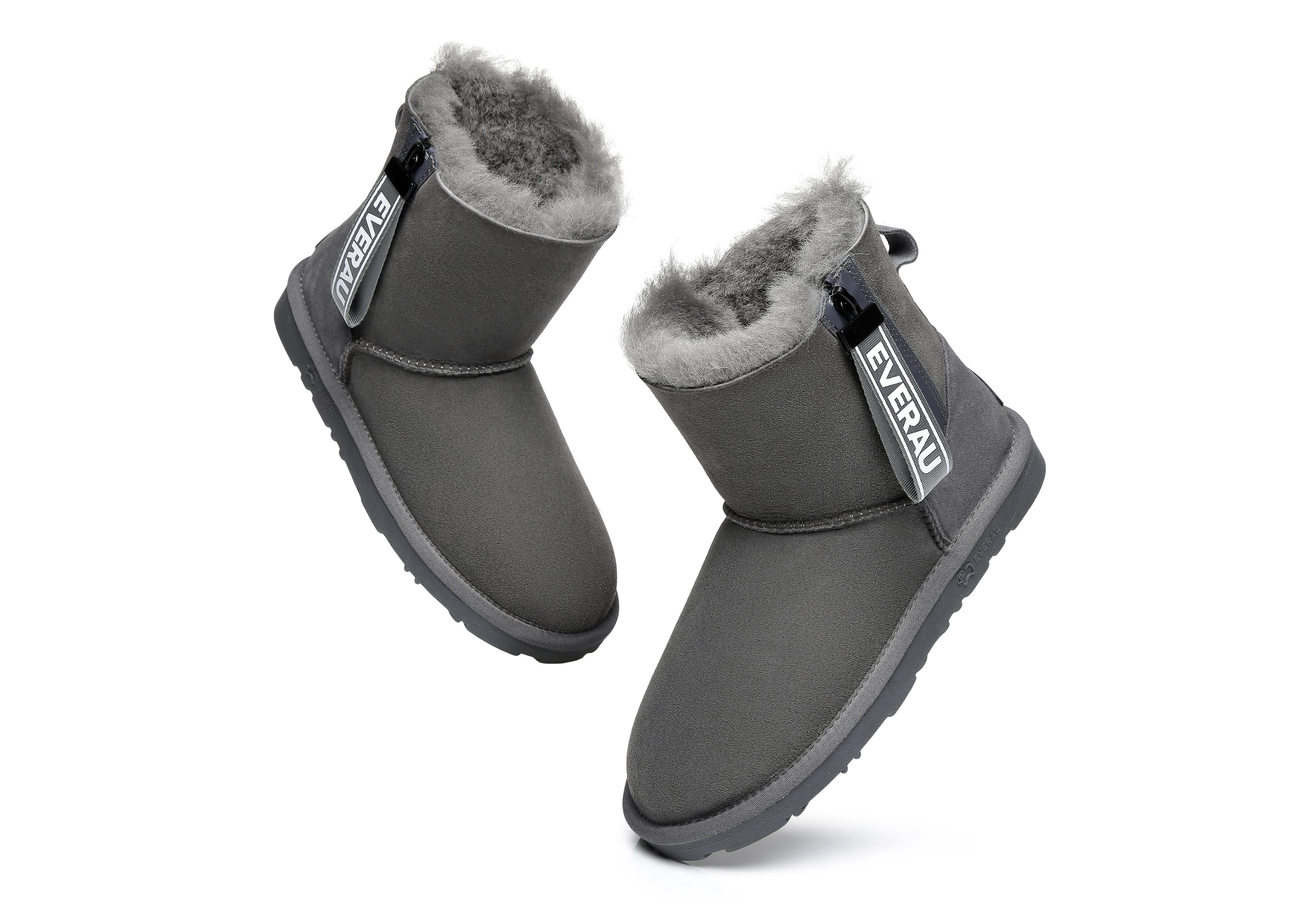 EVERAU® Mini Sheepskin Boots Women Mini Piper - UGG Boots - Grey - AU Ladies 4 / AU Men 2 / EU 35 - Uggoutlet