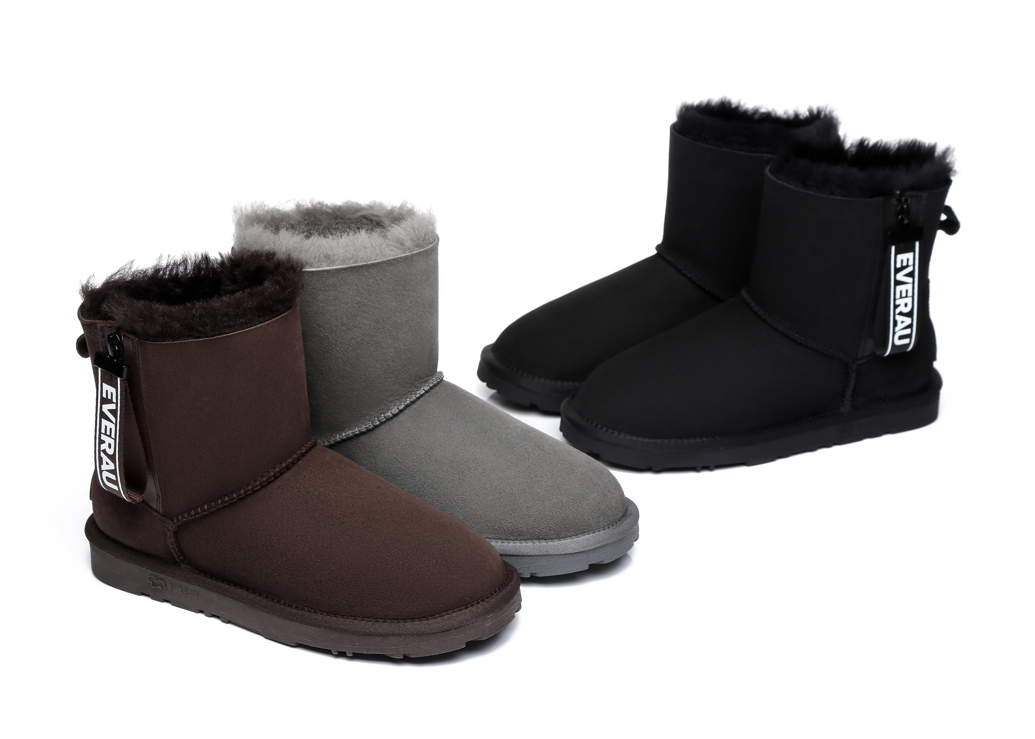 EVERAU® Mini Sheepskin Boots Women Mini Piper - UGG Boots - Grey - AU Ladies 4 / AU Men 2 / EU 35 - Uggoutlet