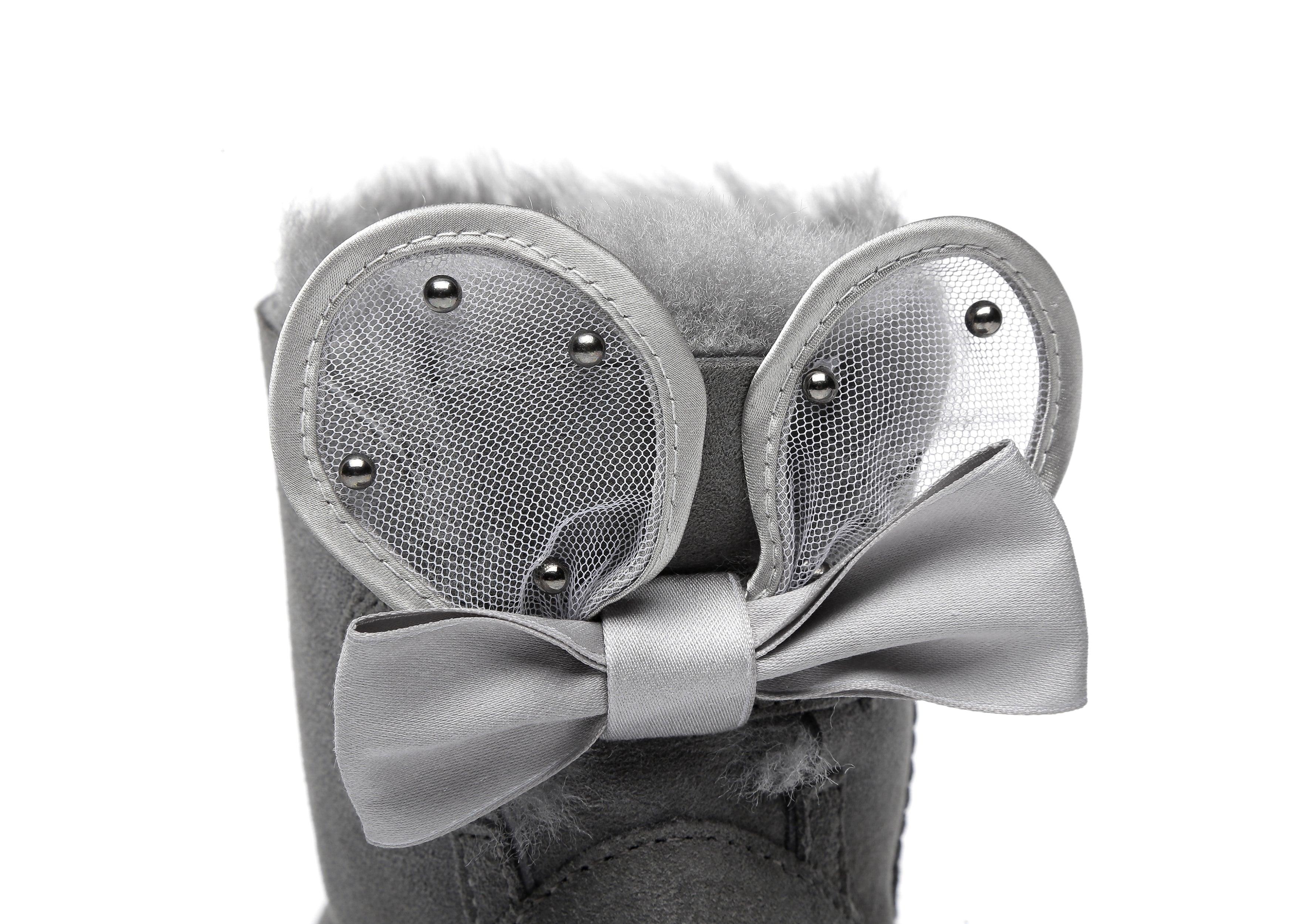 EVERAU® Mini Single Bow Women Wabbit Boots - UGG Boots - Grey - AU Ladies 4 / AU Men 2 / EU 35 - Uggoutlet