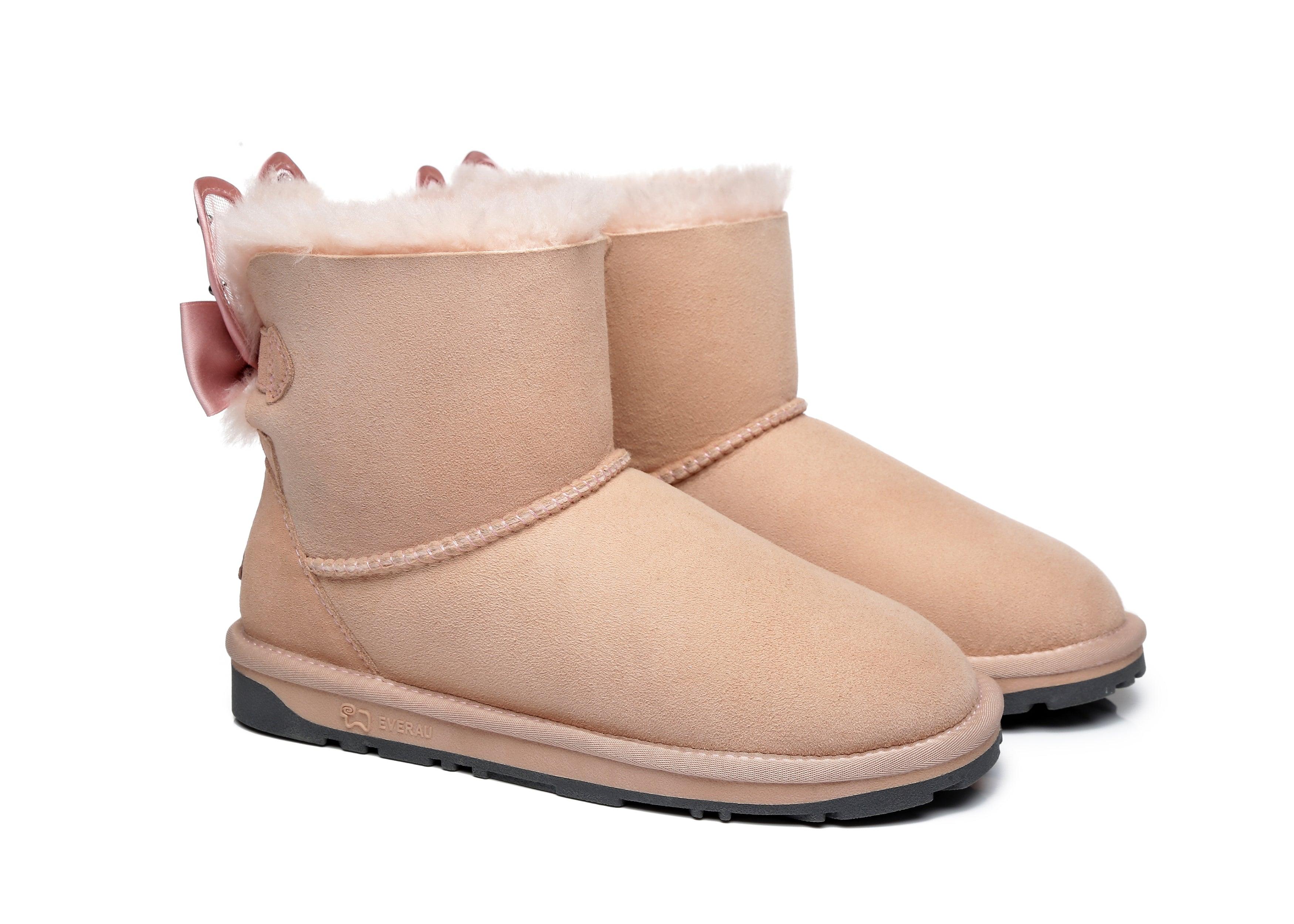 EVERAU® Mini Single Bow Women Wabbit Boots - UGG Boots - Pink - AU Ladies 4 / AU Men 2 / EU 35 - Uggoutlet