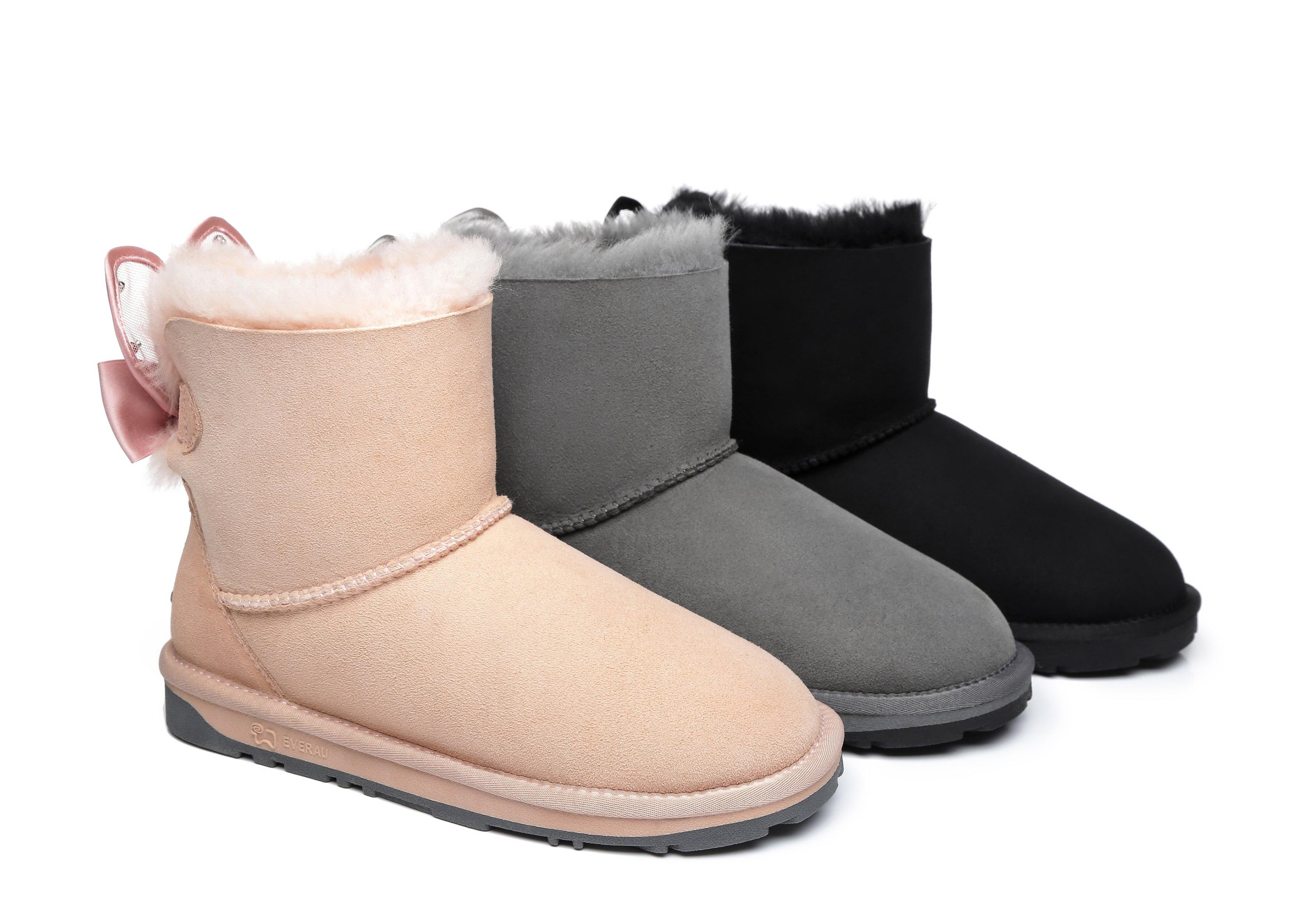 EVERAU® Mini Single Bow Women Wabbit Boots - UGG Boots - Pink - AU Ladies 4 / AU Men 2 / EU 35 - Uggoutlet