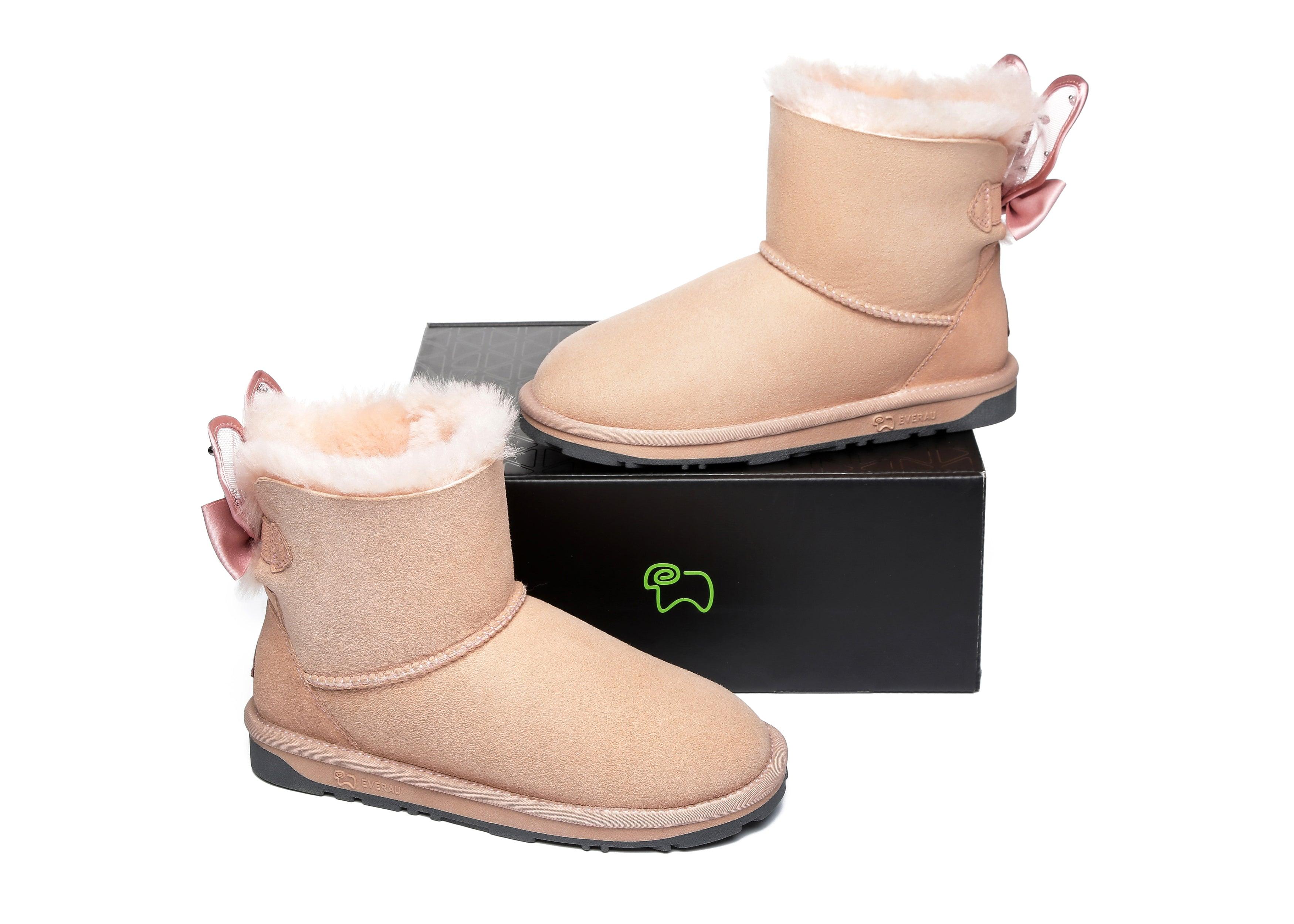 EVERAU® Mini Single Bow Women Wabbit Boots - UGG Boots - Pink - AU Ladies 4 / AU Men 2 / EU 35 - Uggoutlet