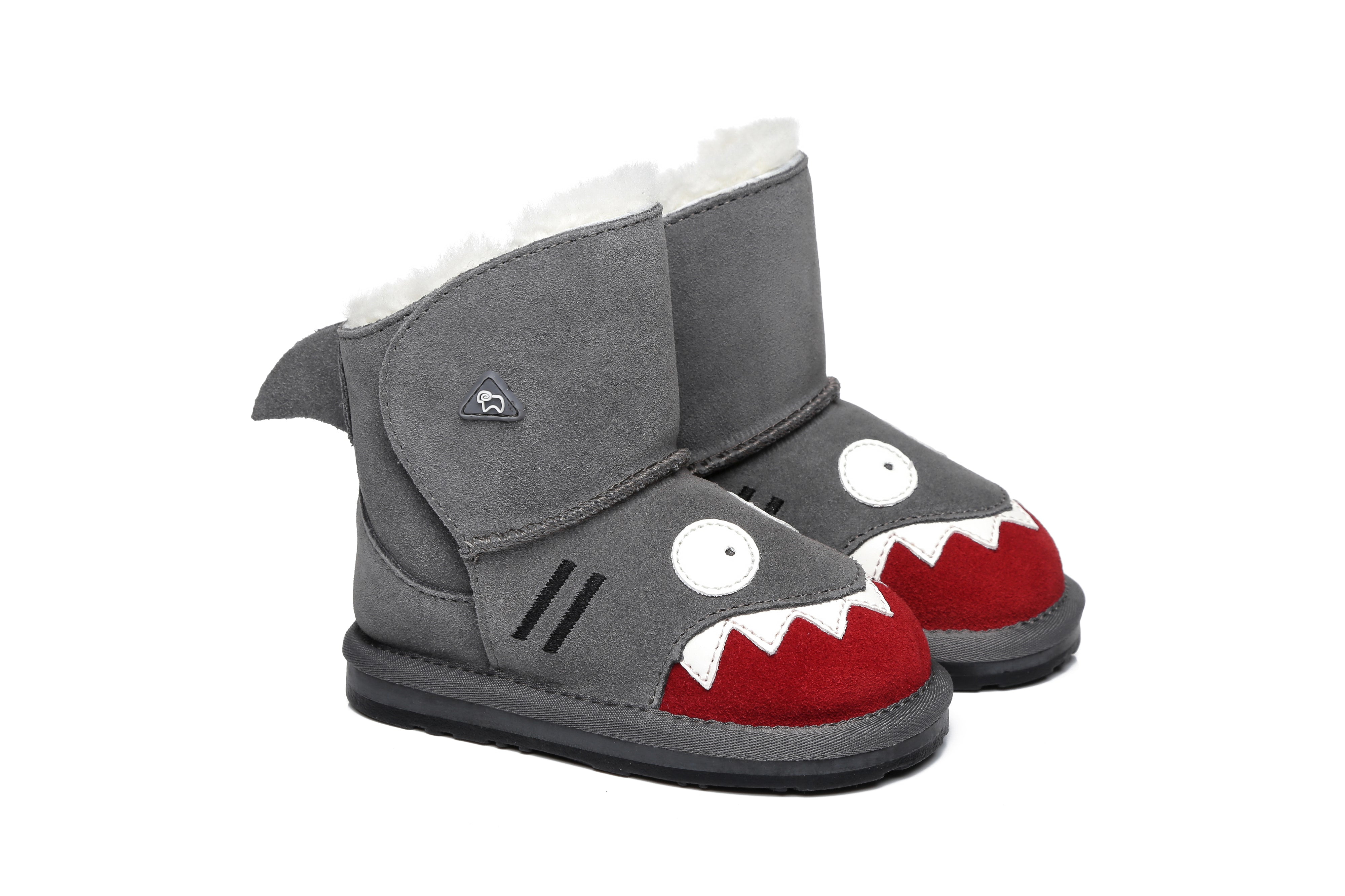 EVERAU® Shark Sheepskin Boots Toddler - UGG Boots - Grey - S - Uggoutlet