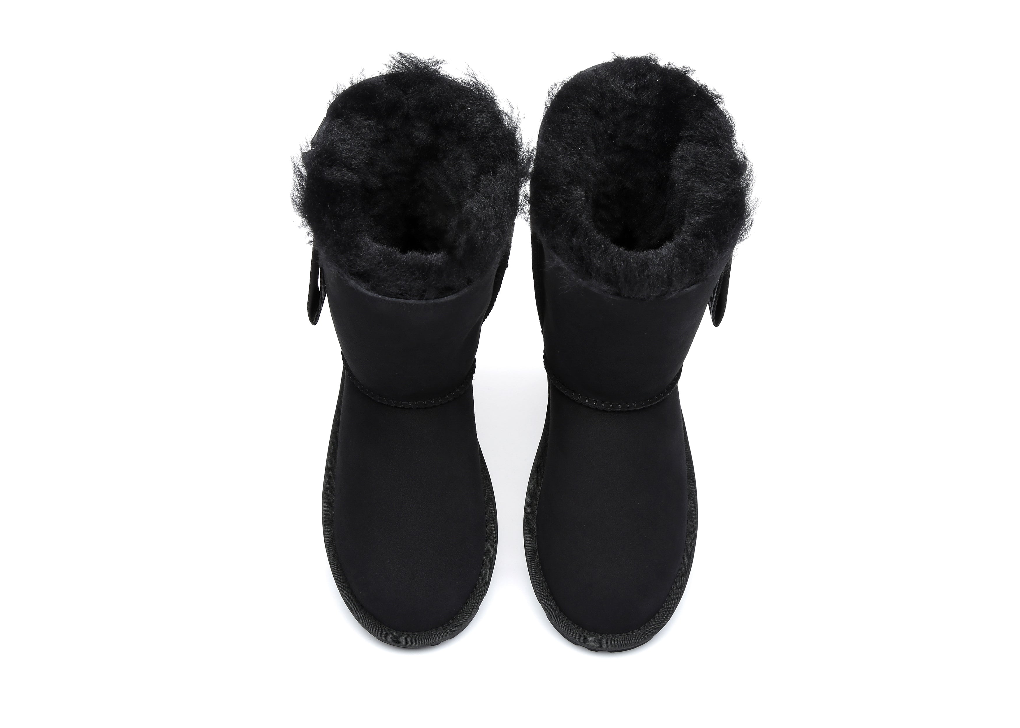 EVERAU® Short Sheepskin Boots Women Short Piper - UGG Boots - Black - AU Ladies 4 / AU Men 2 / EU 35 - Uggoutlet