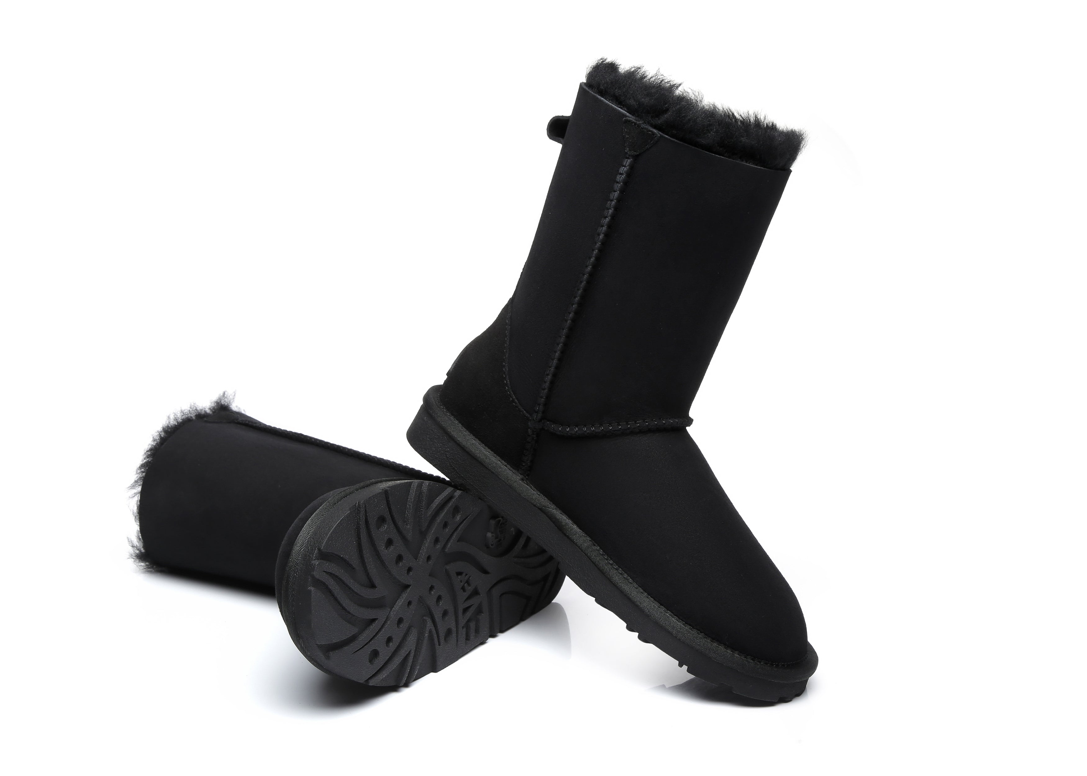 EVERAU® Short Sheepskin Boots Women Short Piper - UGG Boots - Black - AU Ladies 4 / AU Men 2 / EU 35 - Uggoutlet