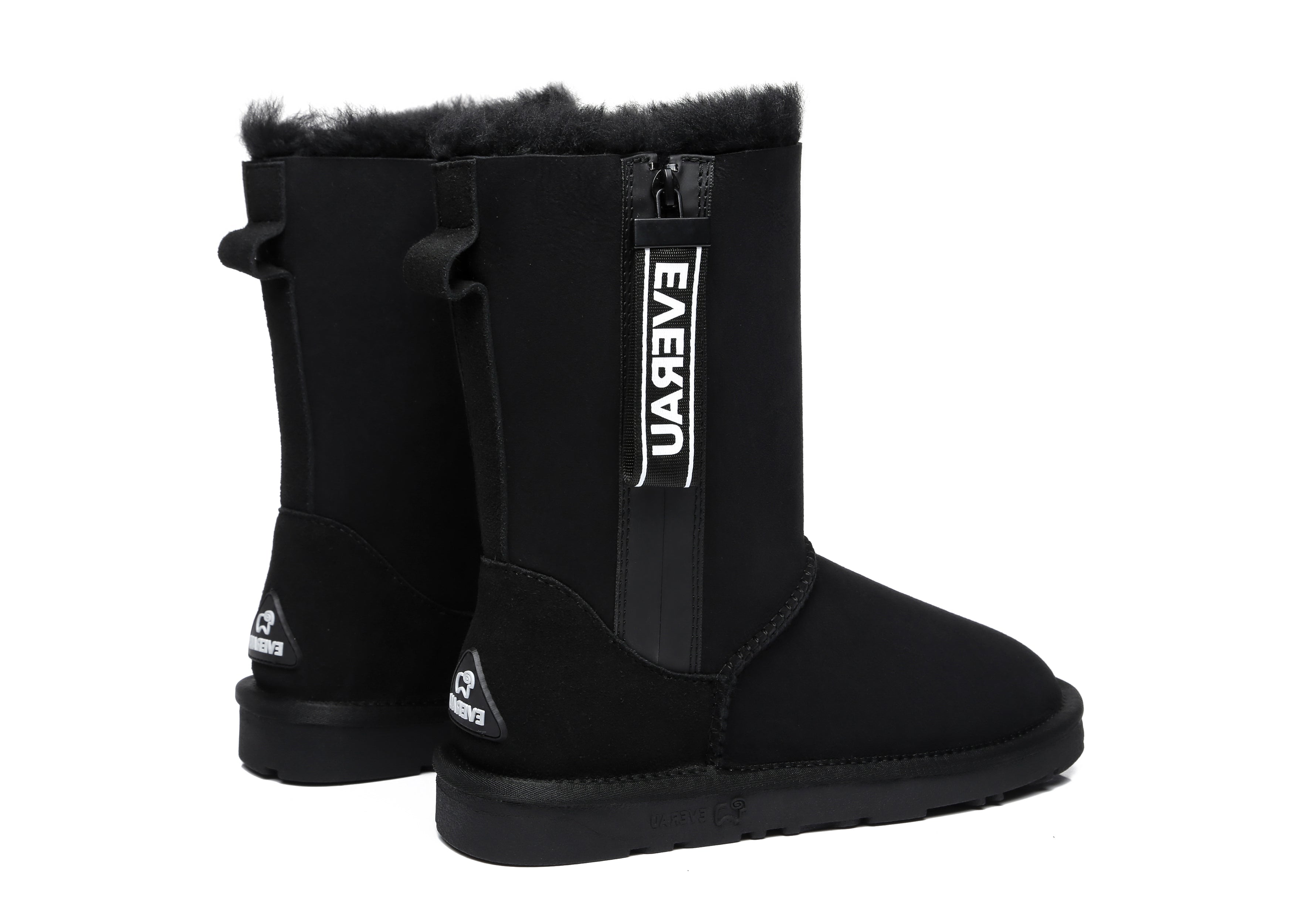 EVERAU® Short Sheepskin Boots Women Short Piper - UGG Boots - Black - AU Ladies 4 / AU Men 2 / EU 35 - Uggoutlet