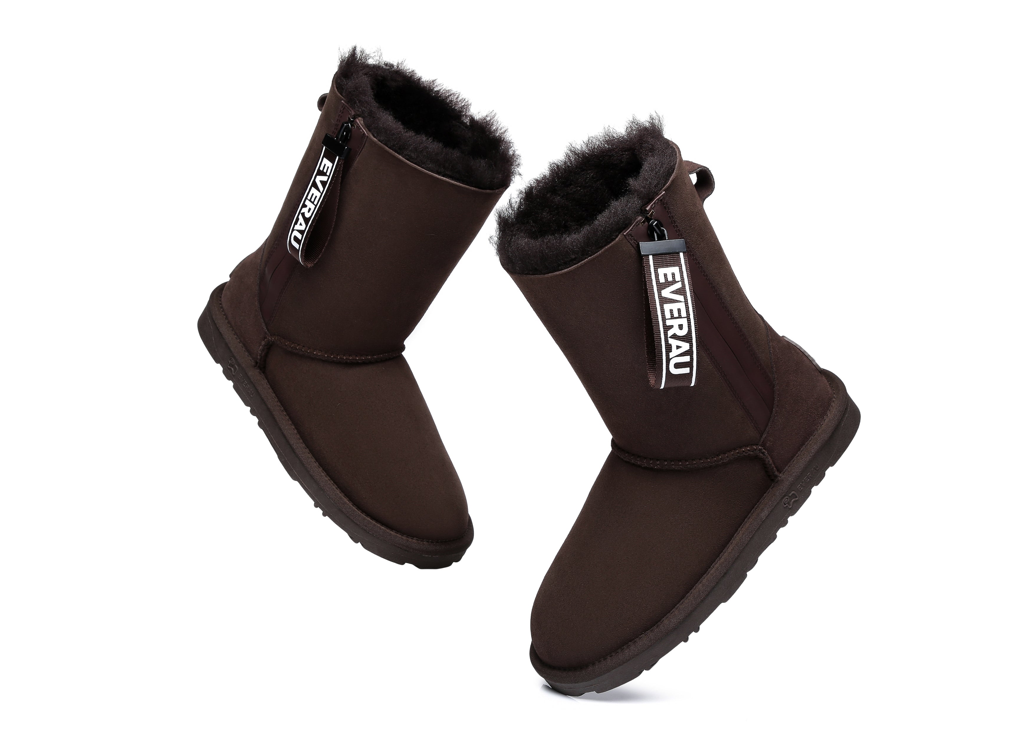 EVERAU® Short Sheepskin Boots Women Short Piper - UGG Boots - Chocolate - AU Ladies 4 / AU Men 2 / EU 35 - Uggoutlet