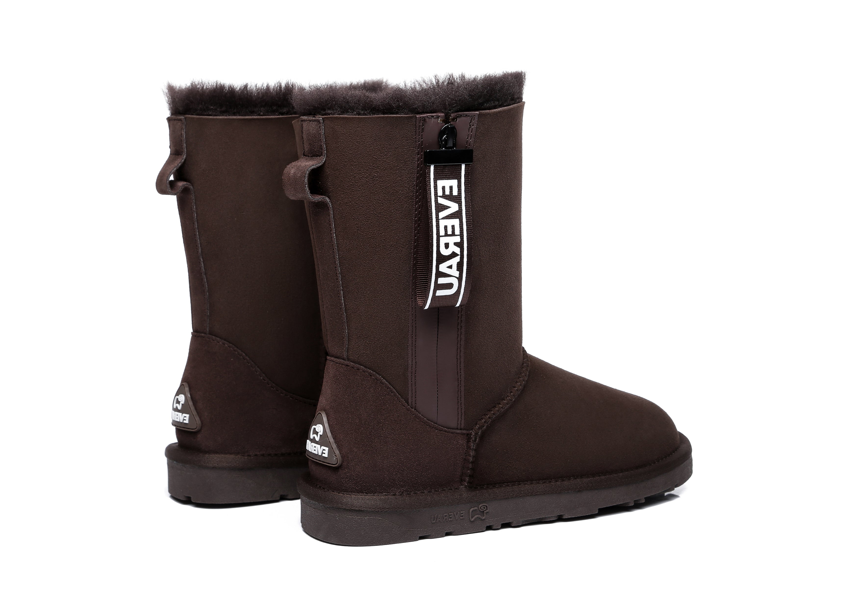 EVERAU® Short Sheepskin Boots Women Short Piper - UGG Boots - Chocolate - AU Ladies 4 / AU Men 2 / EU 35 - Uggoutlet