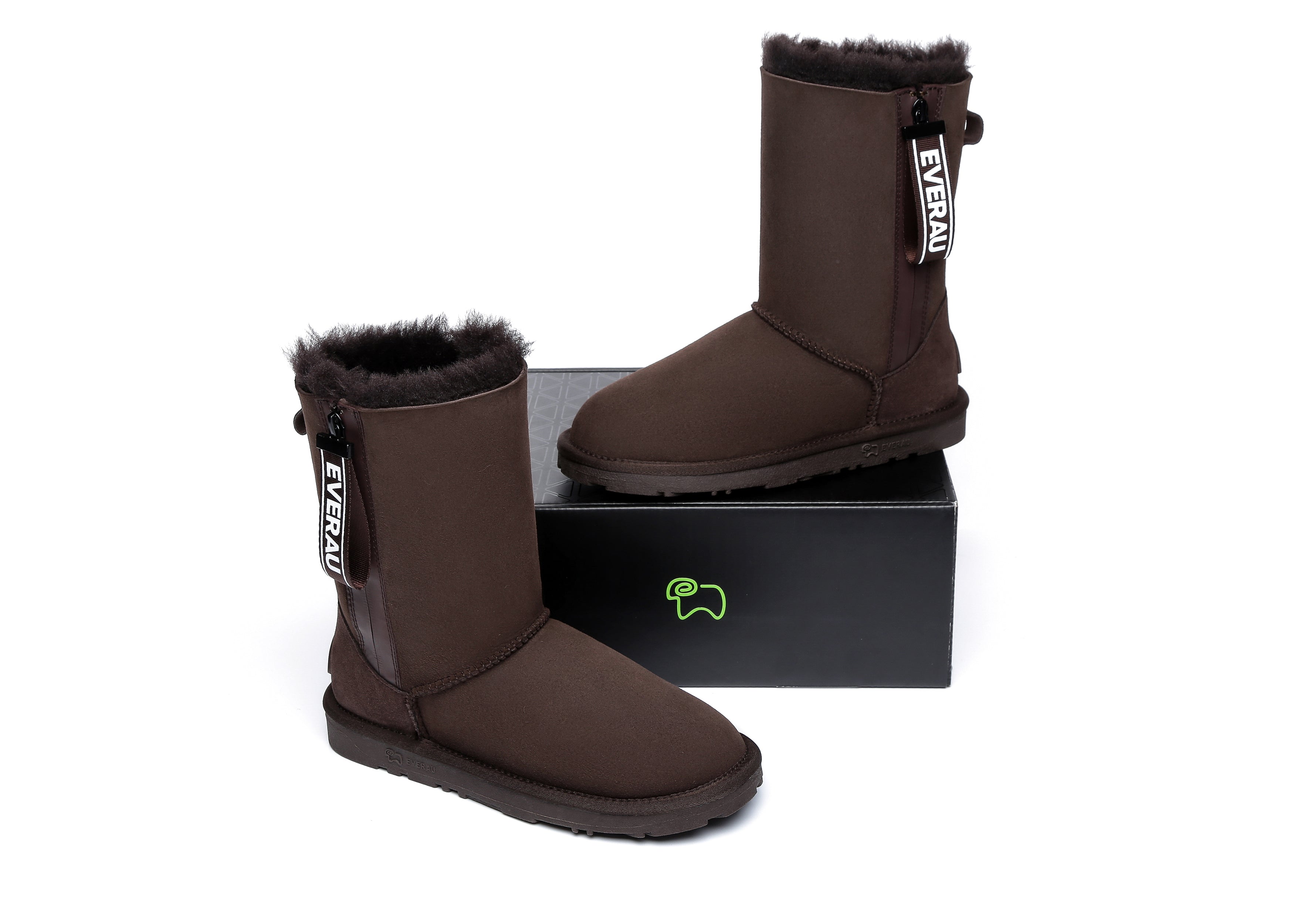 EVERAU® Short Sheepskin Boots Women Short Piper - UGG Boots - Chocolate - AU Ladies 4 / AU Men 2 / EU 35 - Uggoutlet