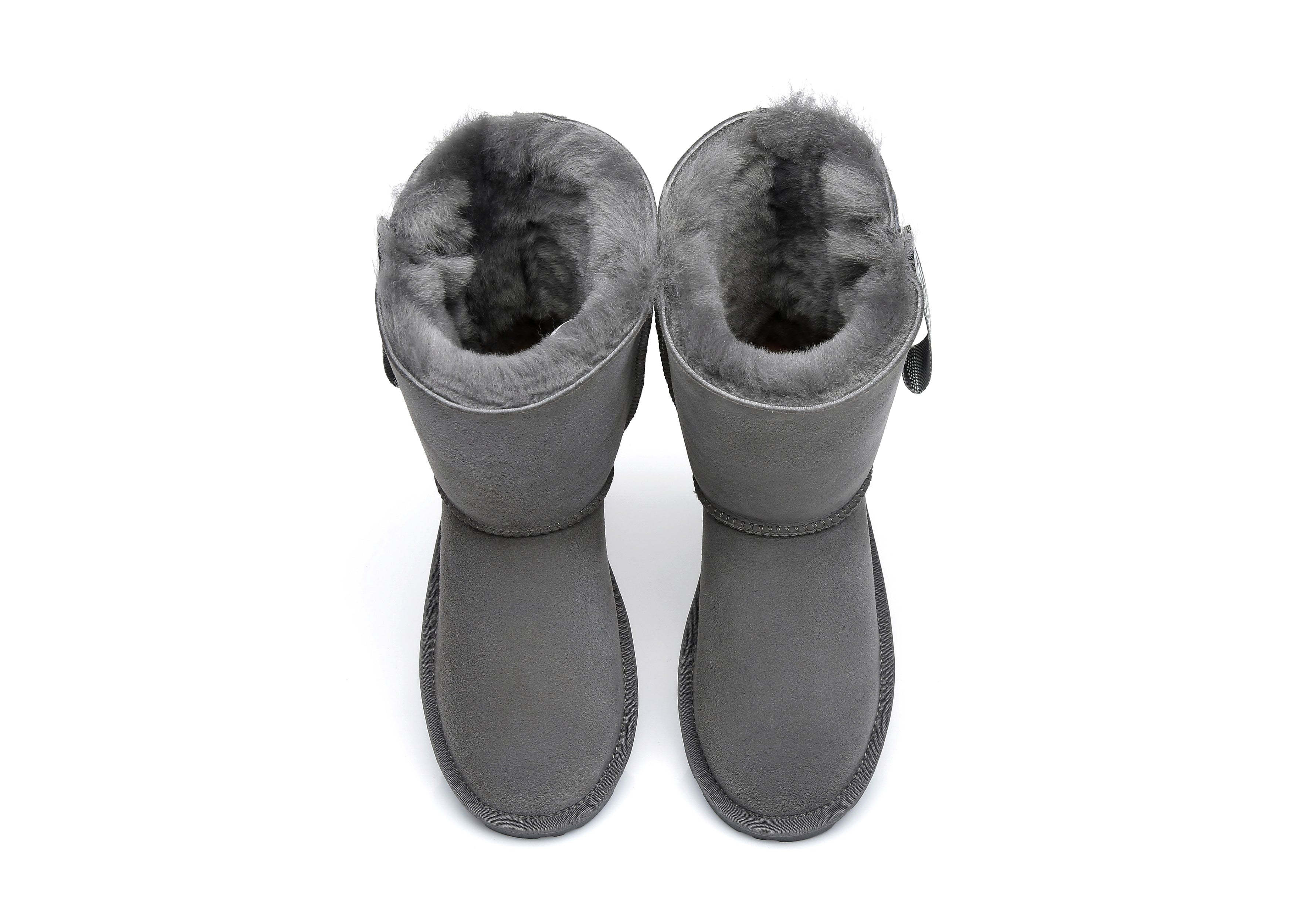 EVERAU® Short Sheepskin Boots Women Short Piper - UGG Boots - Grey - AU Ladies 4 / AU Men 2 / EU 35 - Uggoutlet