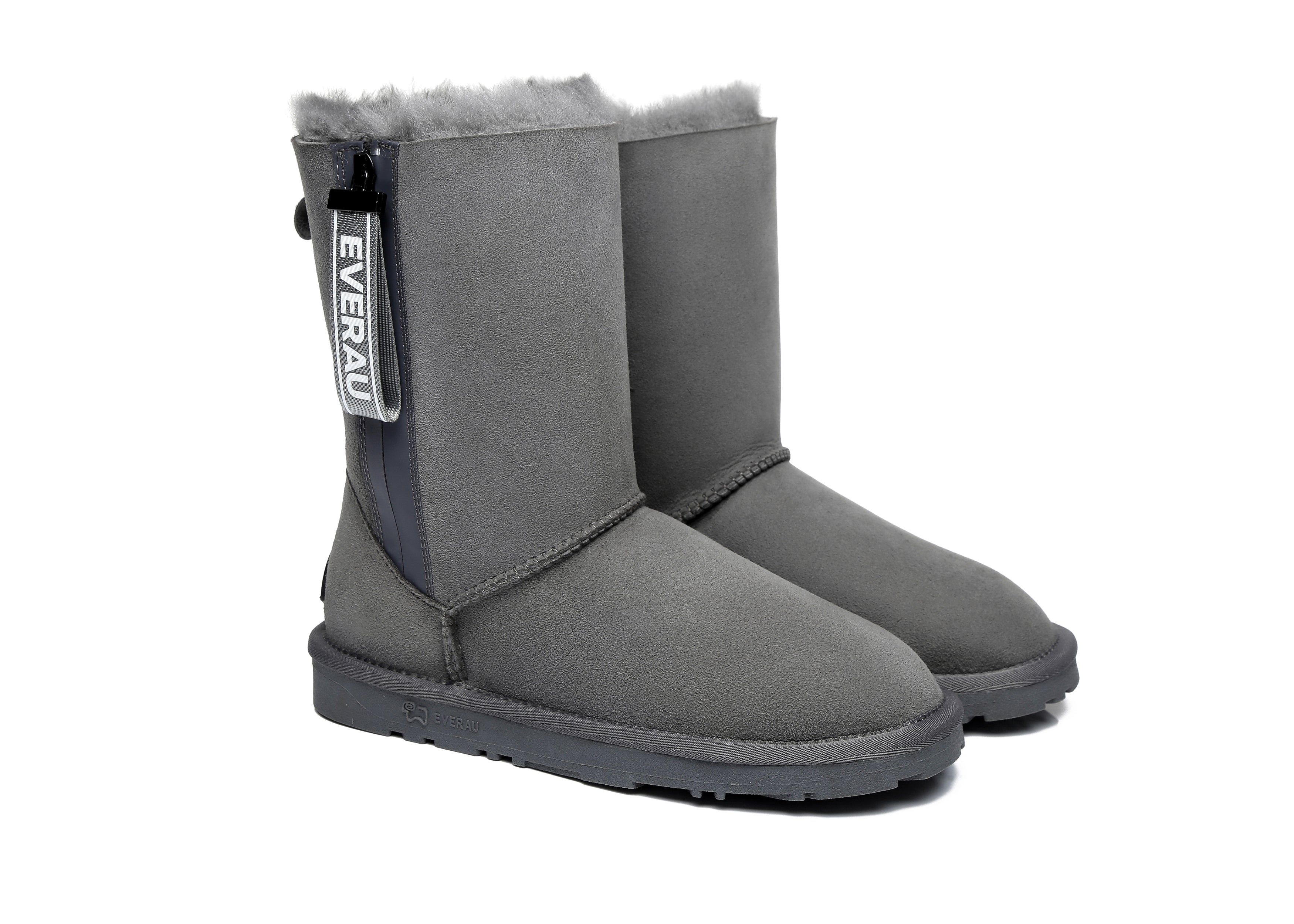 EVERAU® Short Sheepskin Boots Women Short Piper - UGG Boots - Grey - AU Ladies 4 / AU Men 2 / EU 35 - Uggoutlet