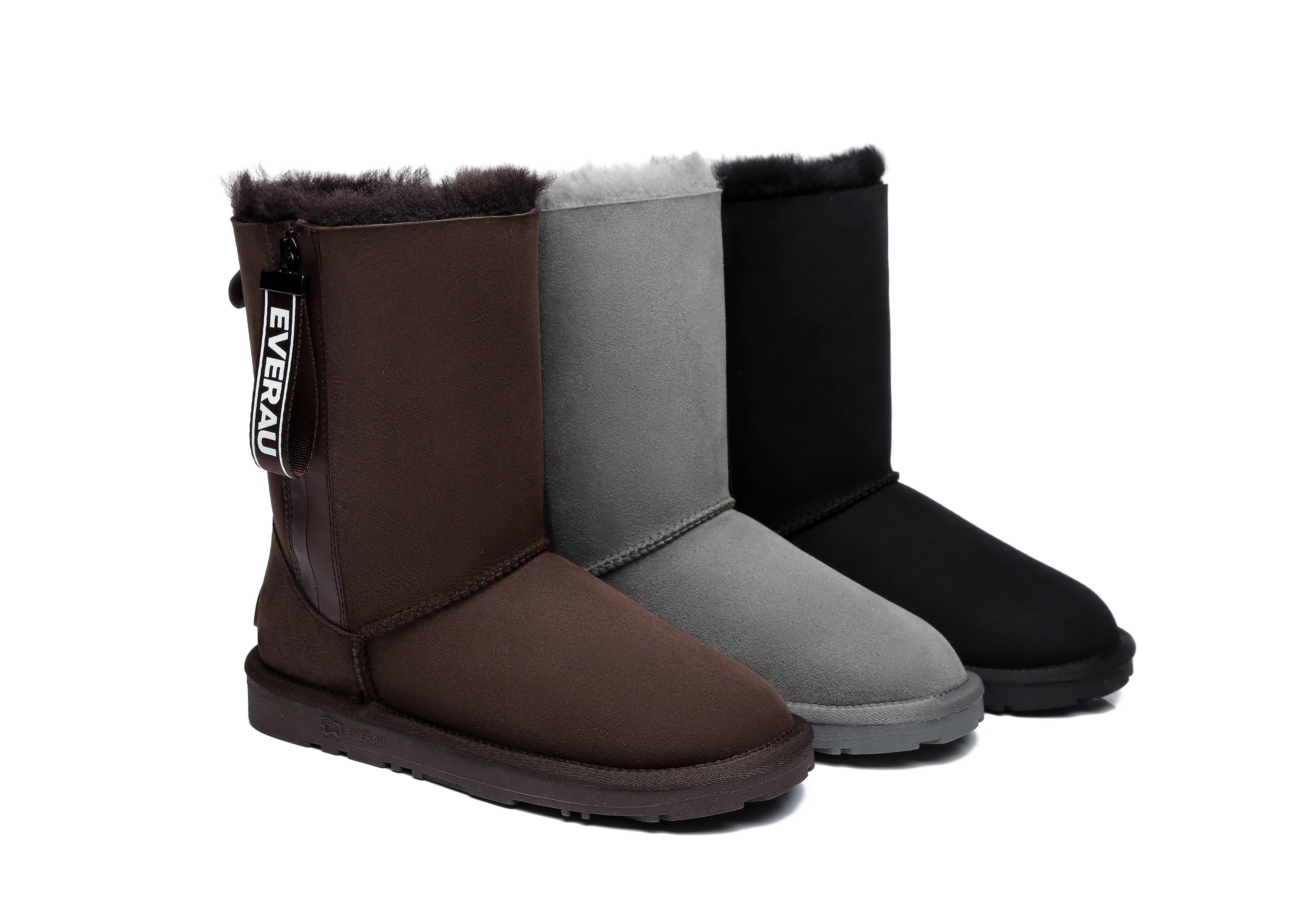 EVERAU® Short Sheepskin Boots Women Short Piper - UGG Boots - Grey - AU Ladies 4 / AU Men 2 / EU 35 - Uggoutlet