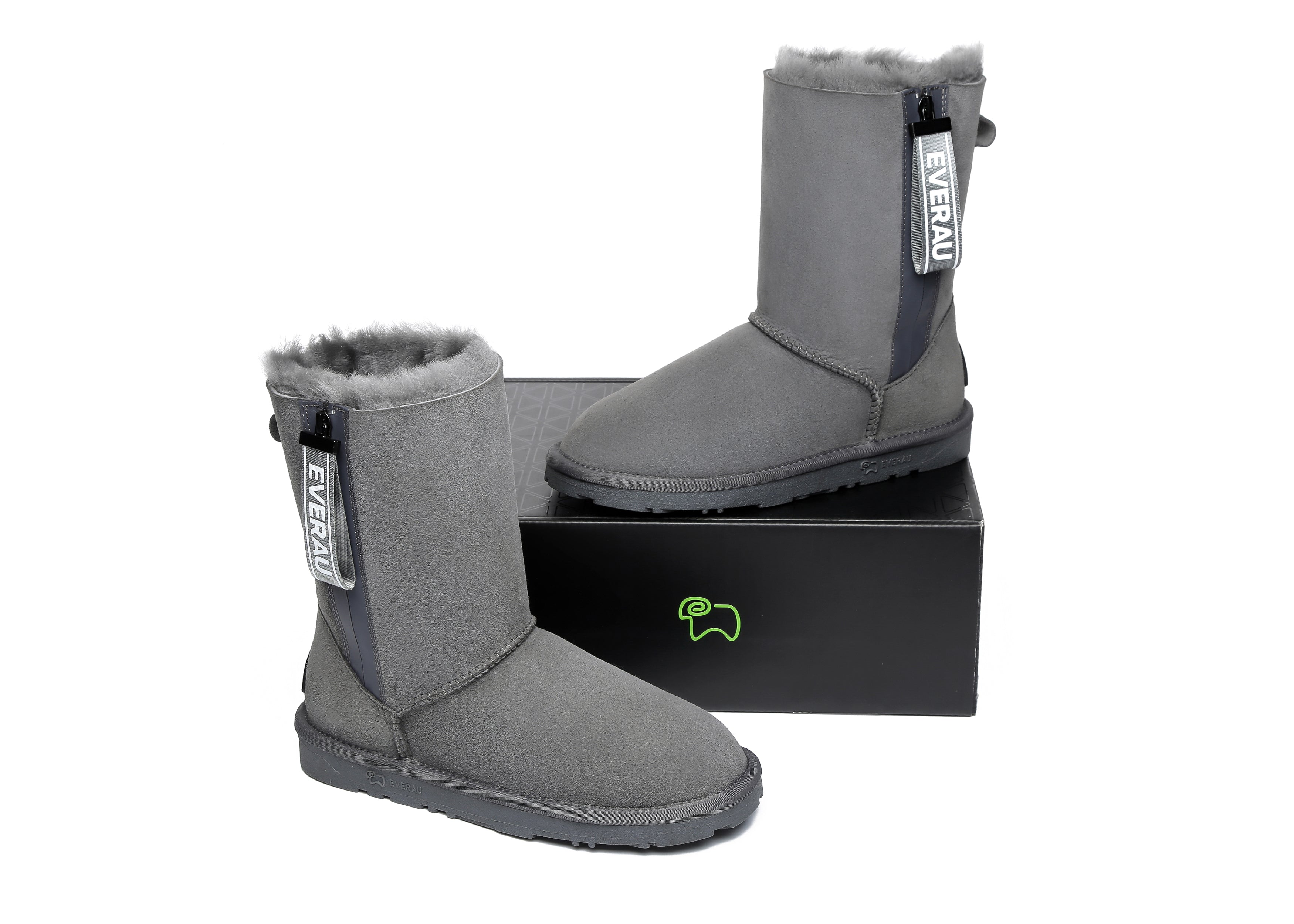 EVERAU® Short Sheepskin Boots Women Short Piper - UGG Boots - Grey - AU Ladies 4 / AU Men 2 / EU 35 - Uggoutlet