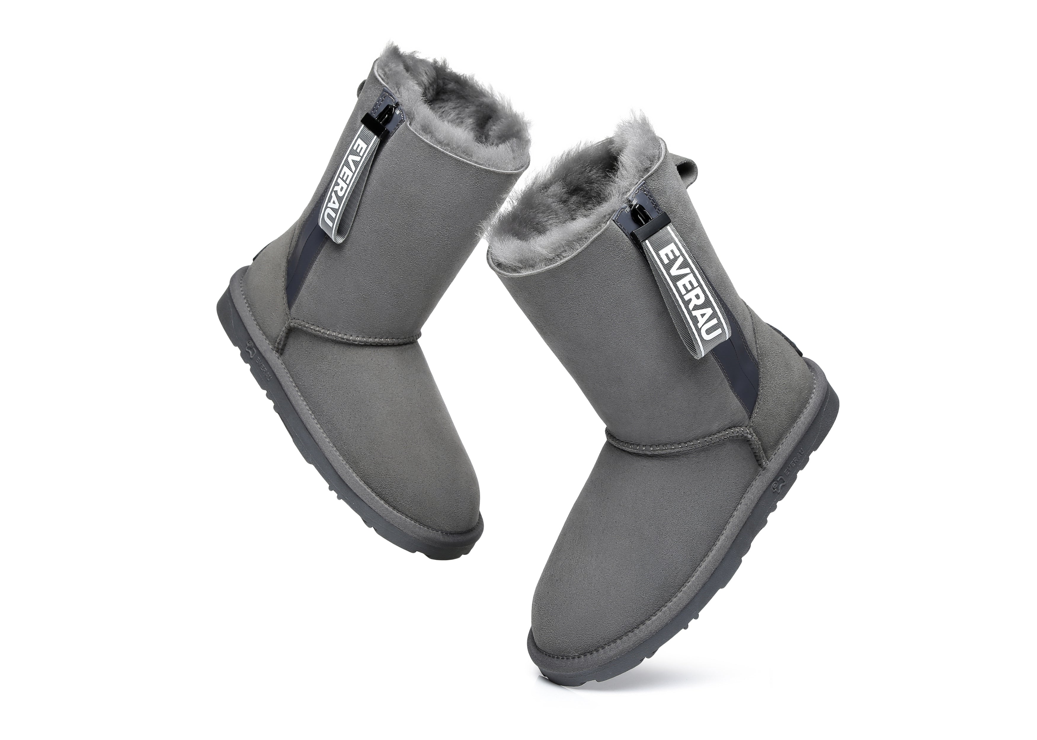 EVERAU® Short Sheepskin Boots Women Short Piper - UGG Boots - Grey - AU Ladies 4 / AU Men 2 / EU 35 - Uggoutlet