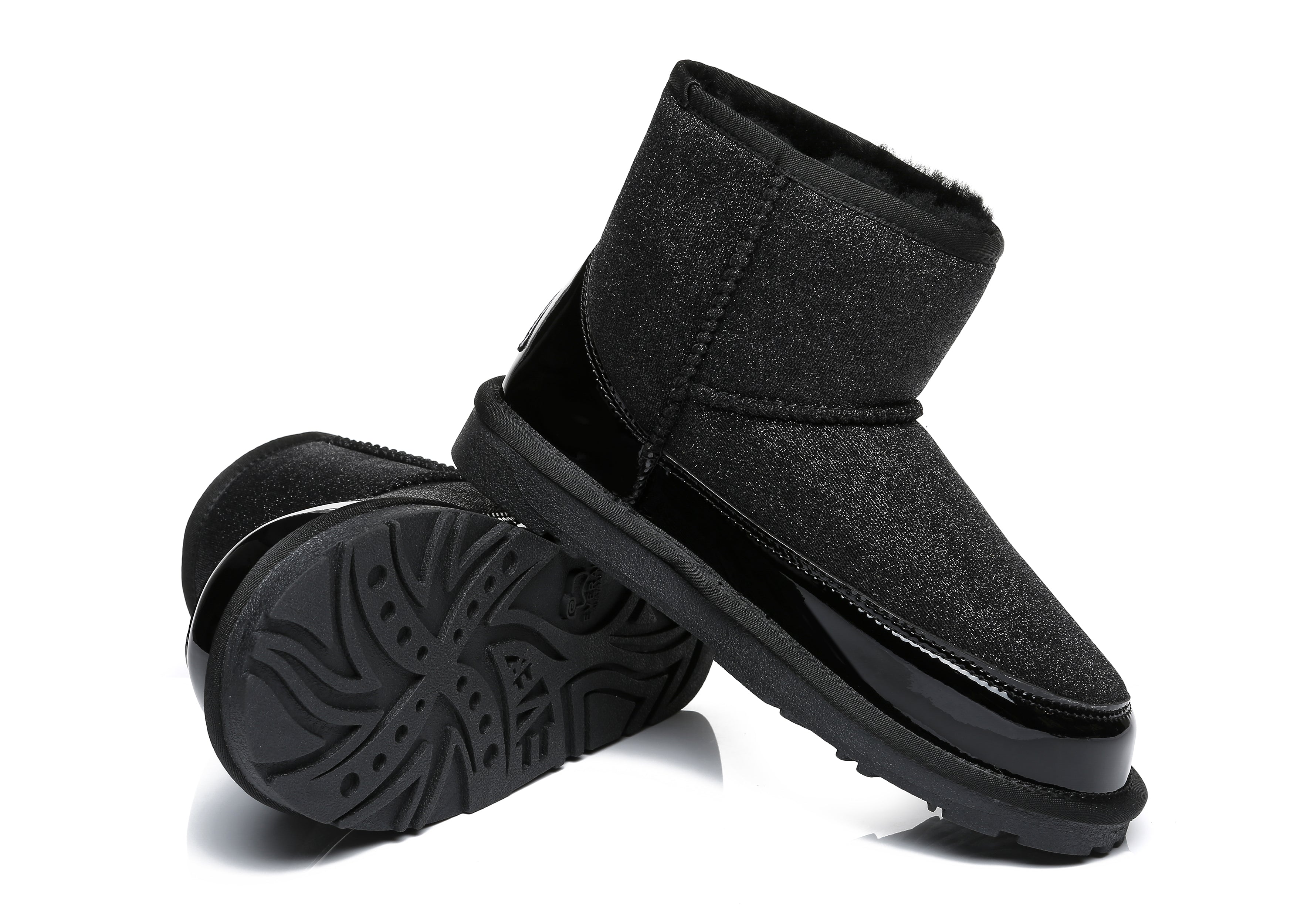 EVERAU® Sparkle Mini Sheepskin Boots Women Mars - UGG Boots - Black - AU Ladies 4 / AU Men 2 / EU 35 - Uggoutlet