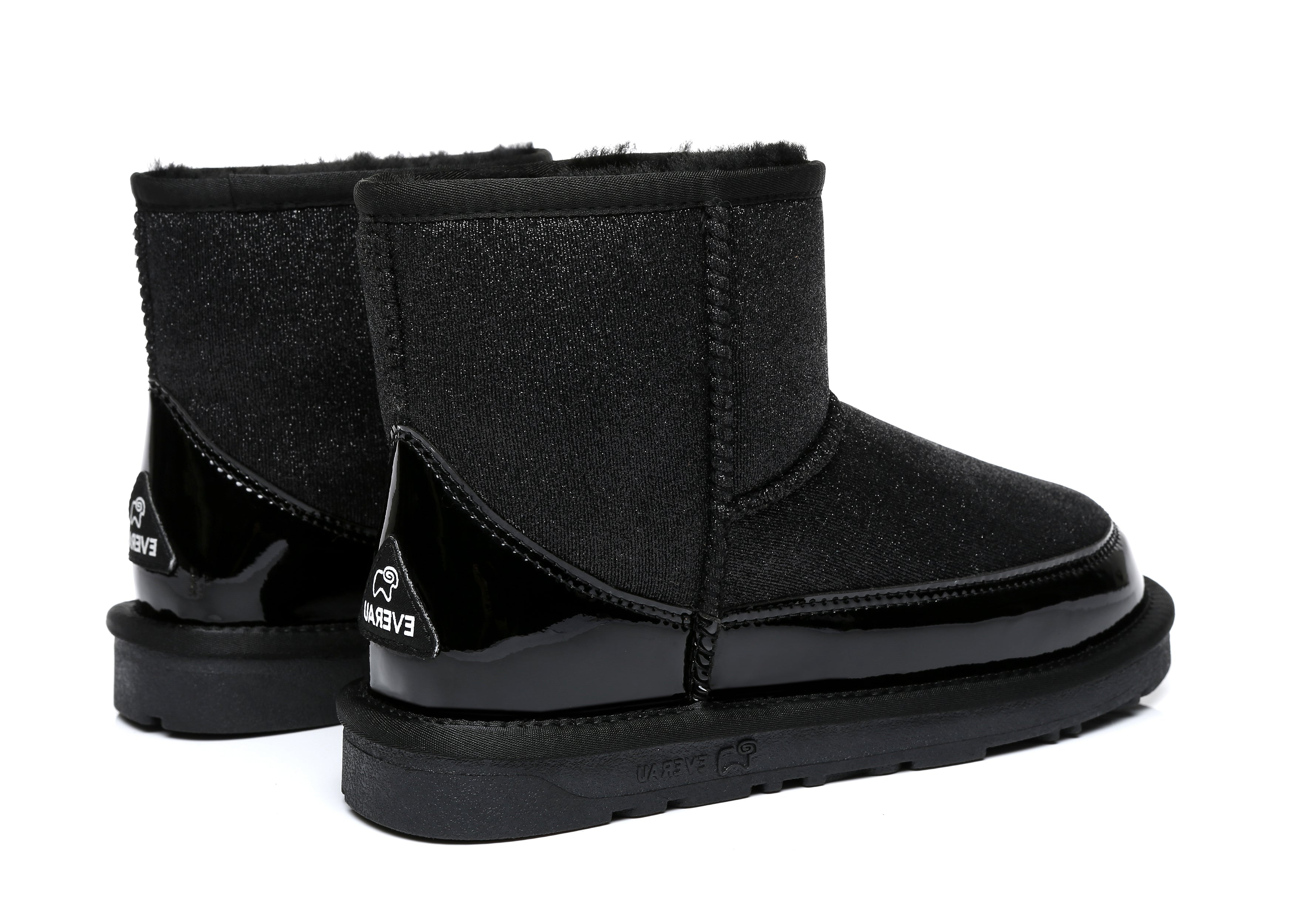 EVERAU® Sparkle Mini Sheepskin Boots Women Mars - UGG Boots - Black - AU Ladies 4 / AU Men 2 / EU 35 - Uggoutlet