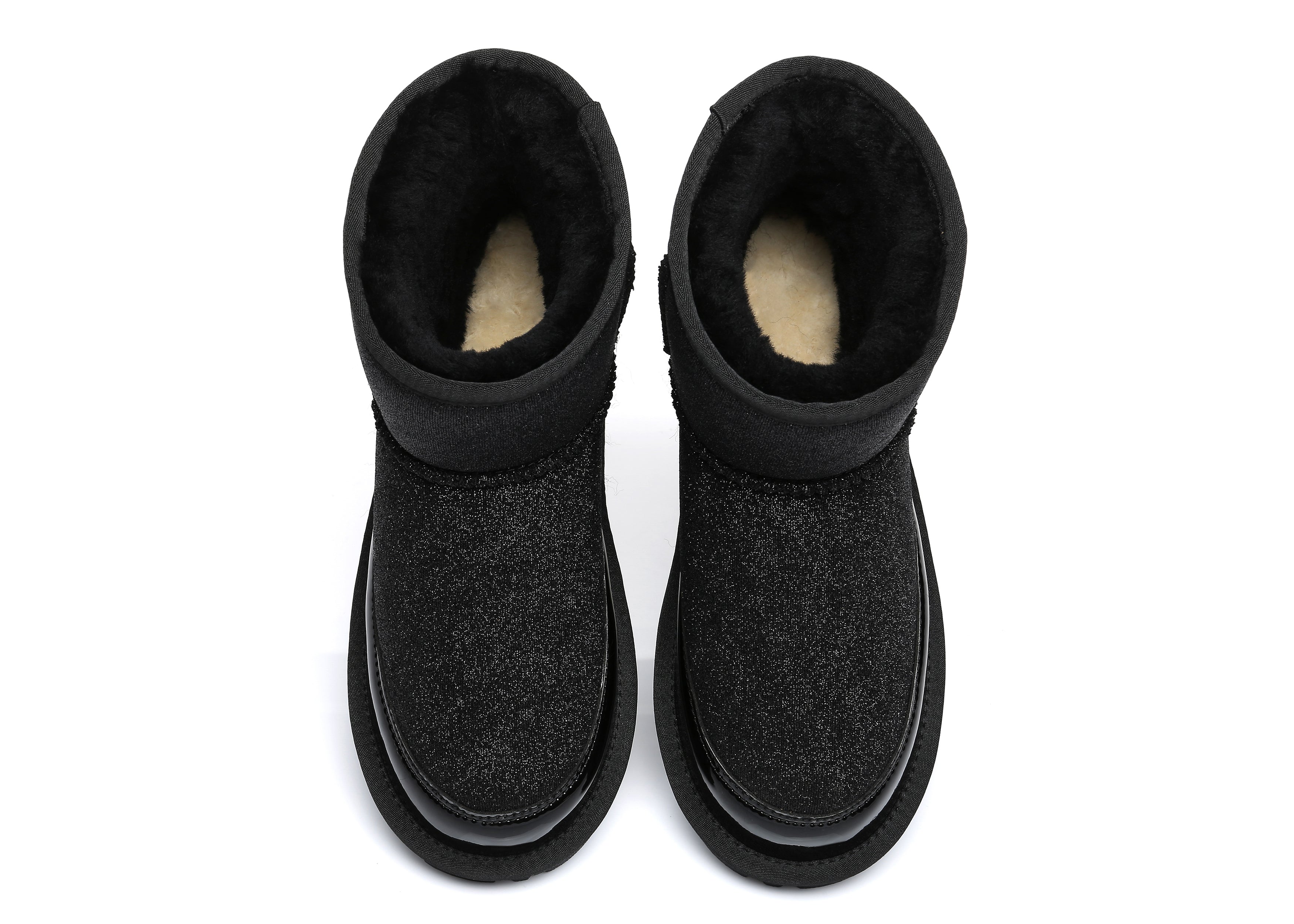 EVERAU® Sparkle Mini Sheepskin Boots Women Mars - UGG Boots - Black - AU Ladies 4 / AU Men 2 / EU 35 - Uggoutlet