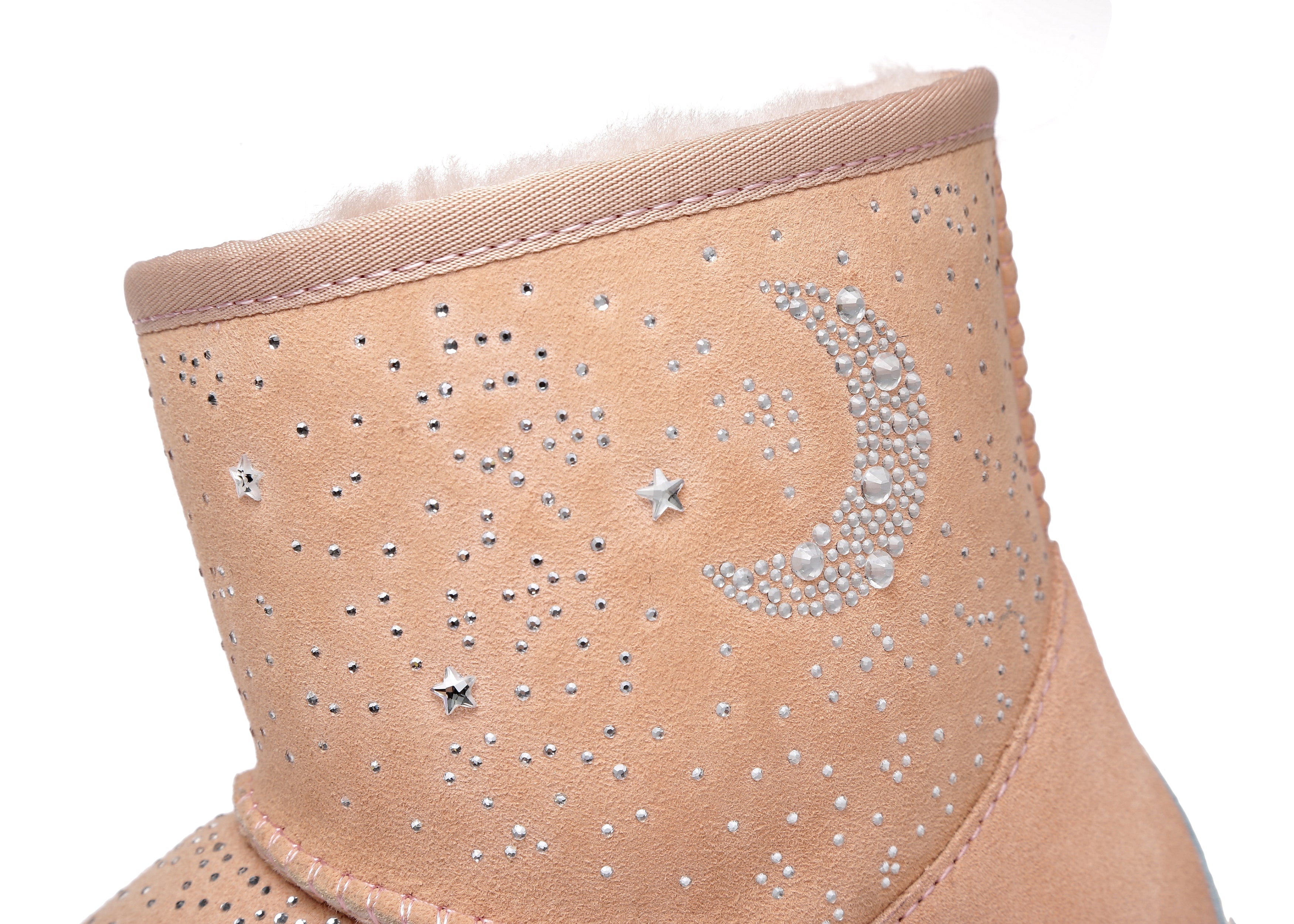 EVERAU® Stud Diamond Mini Sheepskin Boots Women Mercury - UGG Boots - Flesh Pink - AU Ladies 4 / AU Men 2 / EU 35 - Uggoutlet