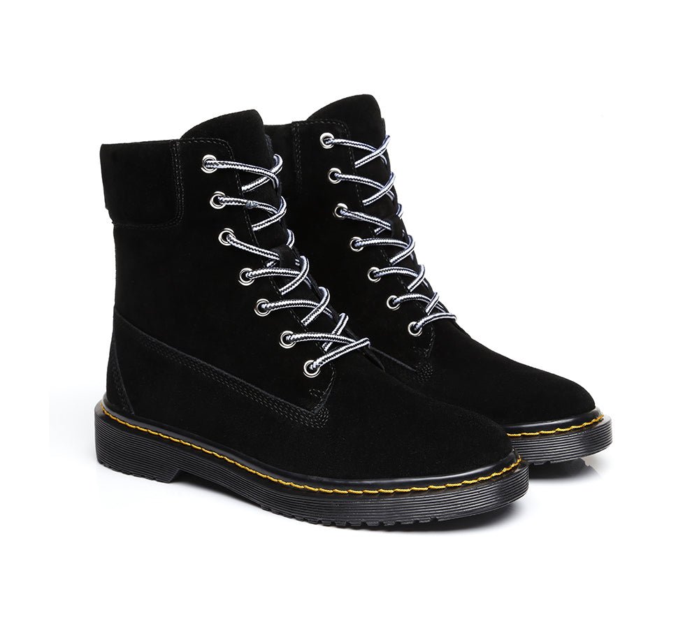 EVERAU® Women Explorer Chunky Lace Up Boots - UGG Boots - Black - AU Ladies 4 / AU Men 2 / EU 35 - Uggoutlet