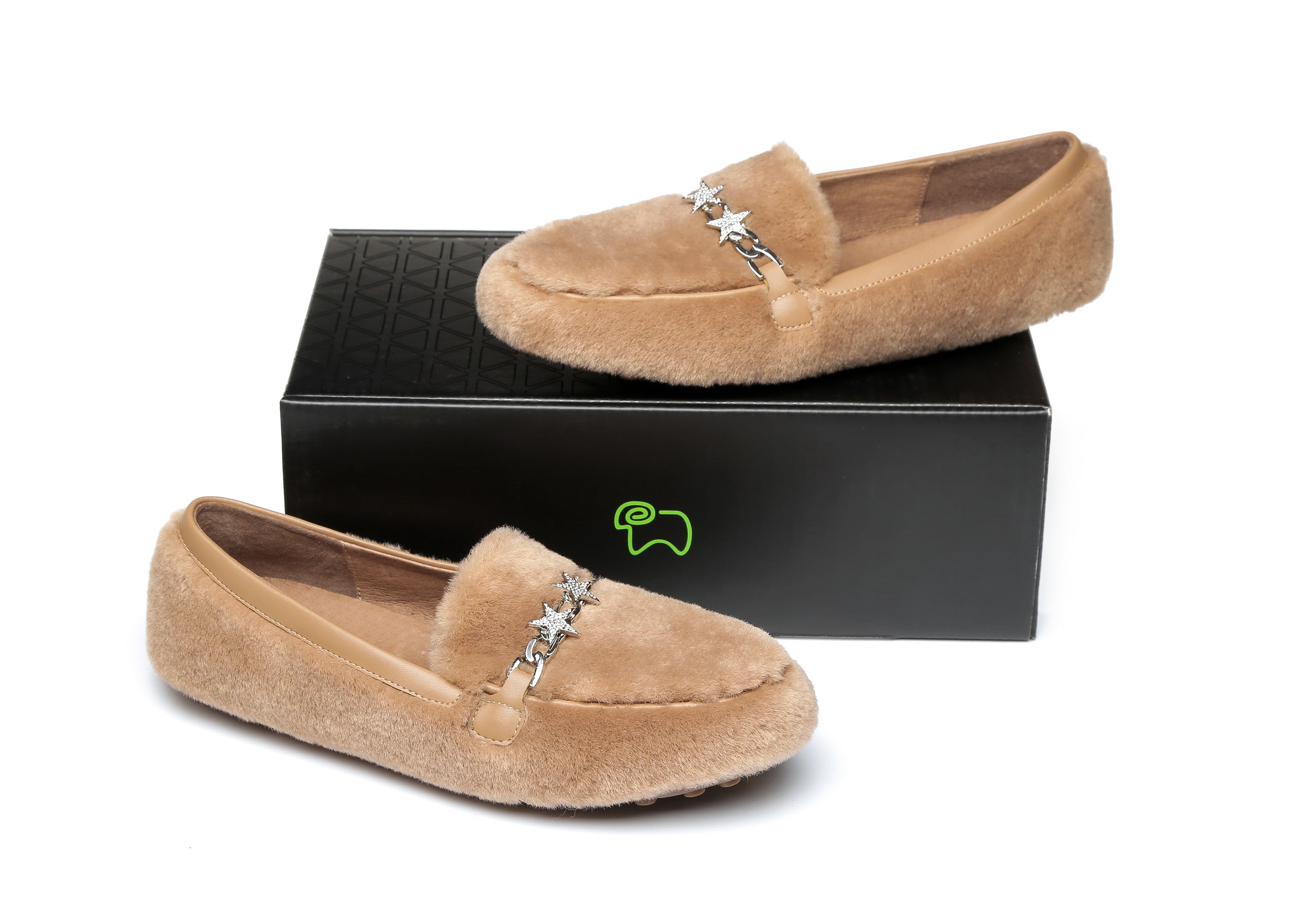 EVERAU® Women Fluffy Ballet Flats Chrom - Moccasins - Chestnut - AU Ladies 4 / AU Men 2 / EU 35 - Uggoutlet