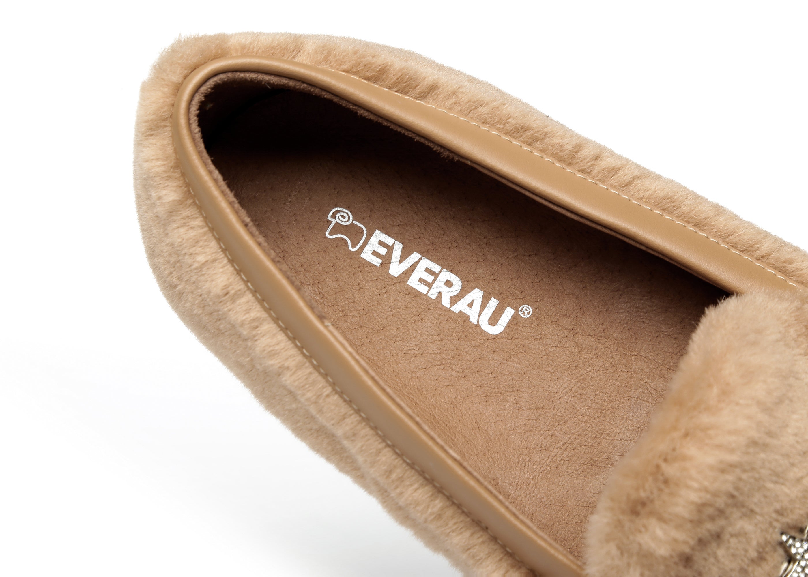 EVERAU® Women Fluffy Ballet Flats Chrom - Moccasins - Chestnut - AU Ladies 4 / AU Men 2 / EU 35 - Uggoutlet