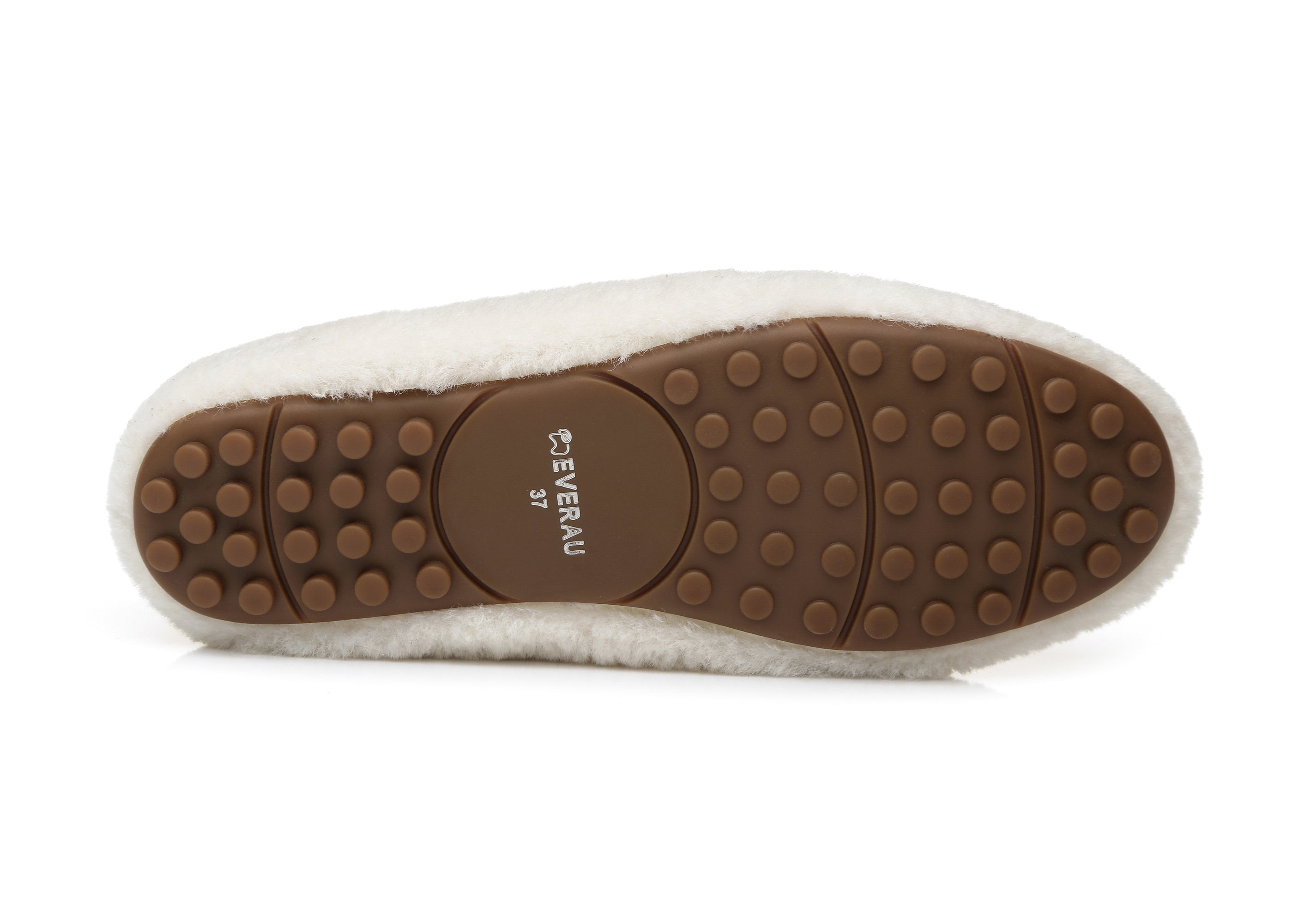 EVERAU® Women Fluffy Ballet Flats Chrom - Moccasins - Milky White - AU Ladies 4 / AU Men 2 / EU 35 - Uggoutlet