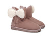 EVERAU® Women Mini Sheepskin Boots With Bow Vela - UGG Boots - Dawn Pink - AU Ladies 4 / AU Men 2 / EU 35 - Uggoutlet