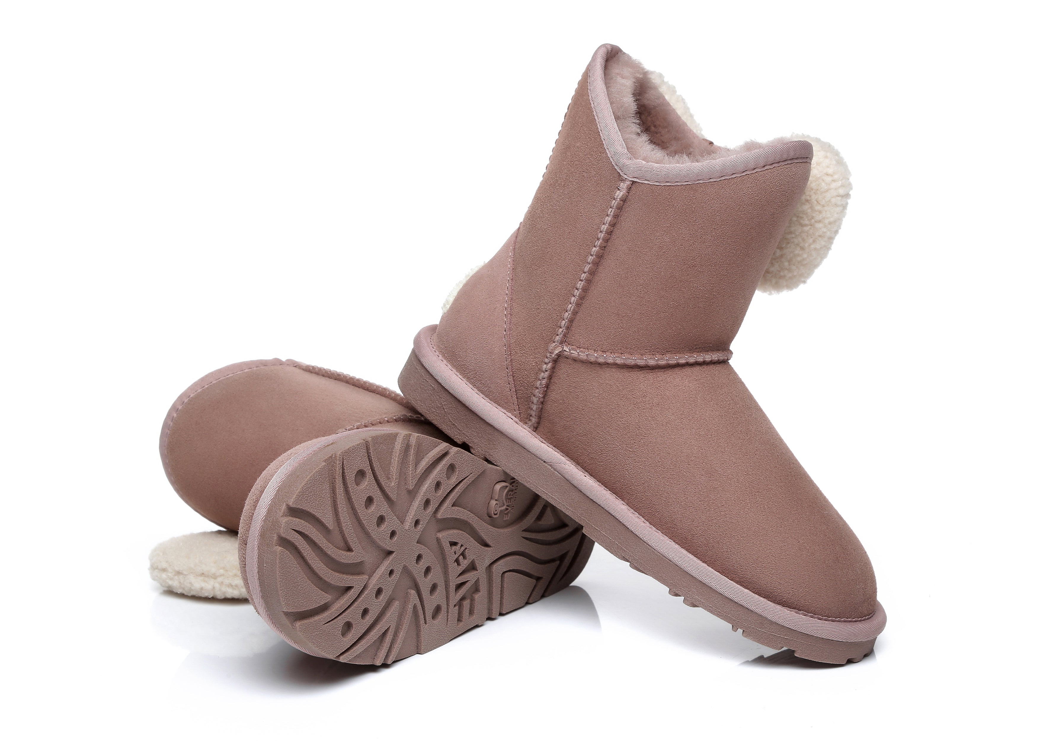EVERAU® Women Mini Sheepskin Boots With Bow Vela - UGG Boots - Dawn Pink - AU Ladies 4 / AU Men 2 / EU 35 - Uggoutlet