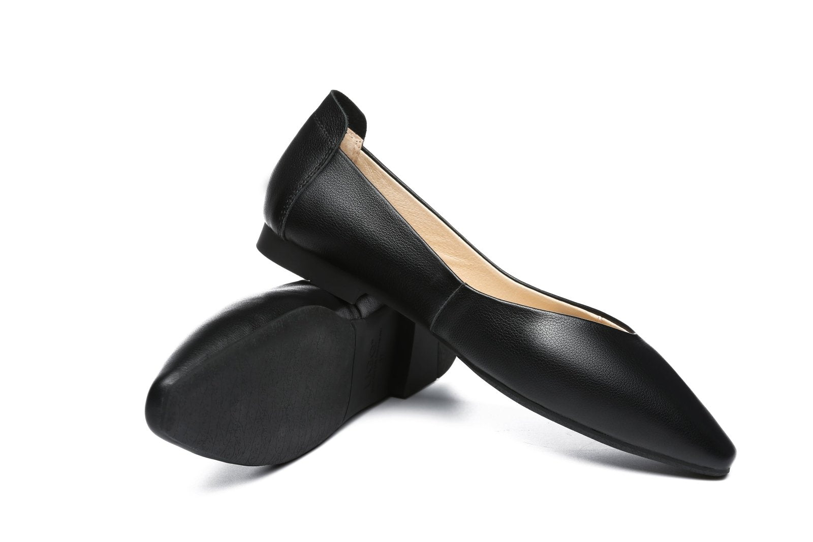 Everly Leather Pointed Toe Ballet Flats - Comfort - Black - AU Ladies 10 / AU Men 8 / EU 41 - Uggoutlet