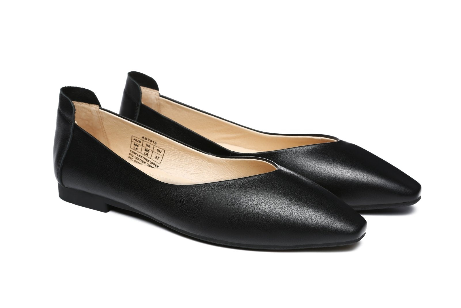 Everly Leather Pointed Toe Ballet Flats - Comfort - Black - AU Ladies 10 / AU Men 8 / EU 41 - Uggoutlet