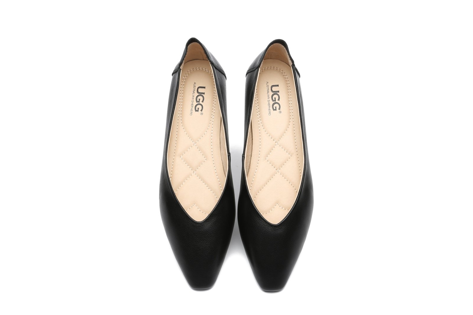 Everly Leather Pointed Toe Ballet Flats - Comfort - Black - AU Ladies 10 / AU Men 8 / EU 41 - Uggoutlet