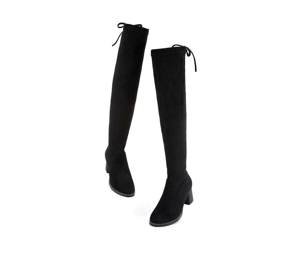 Fashion Boots - Drawstring Over The Knee Studded Detail Fashion Boots Women Jolie