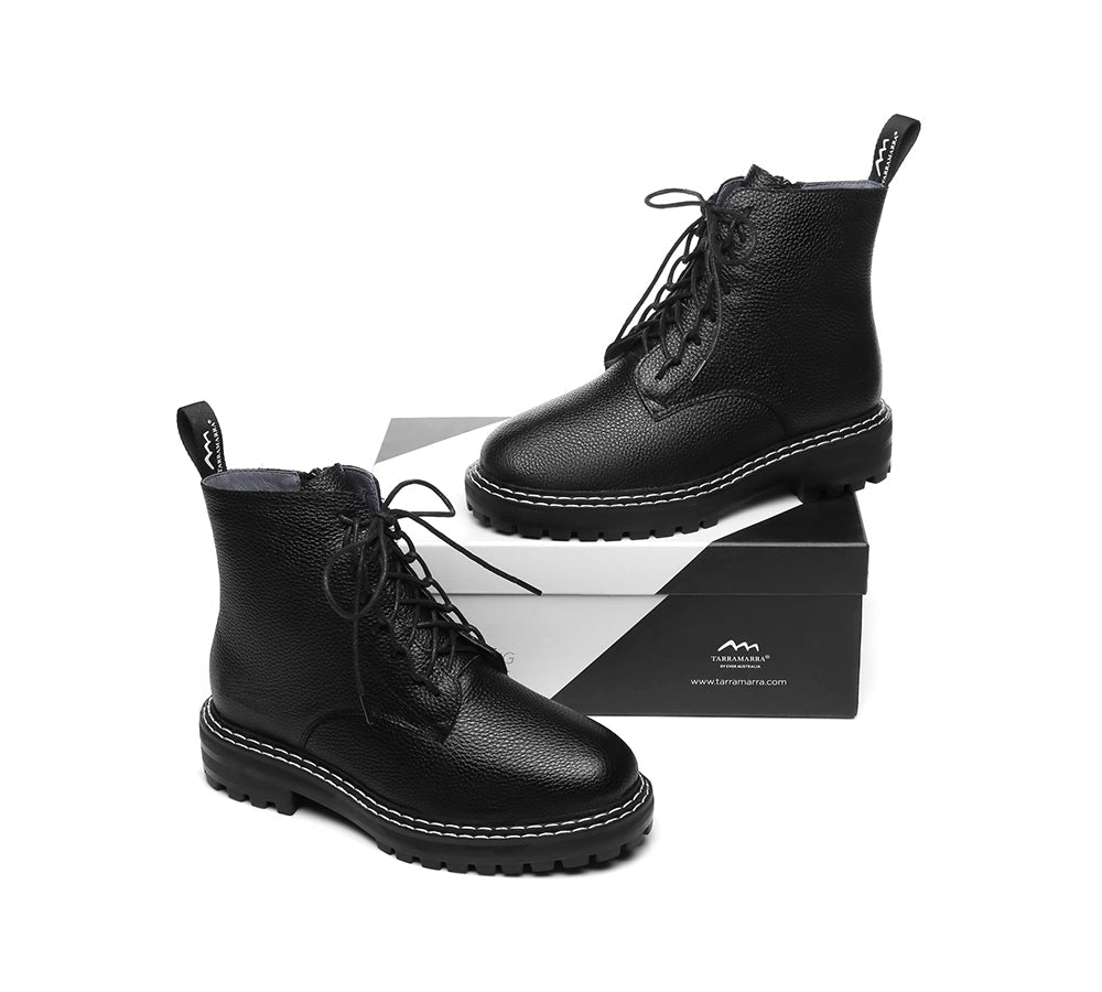 TARRAMARRA® Lana Lace Up Black Boots High Top - Fashion Boots - Black - AU Ladies 4 / AU Men 2 / EU 35 - Uggoutlet
