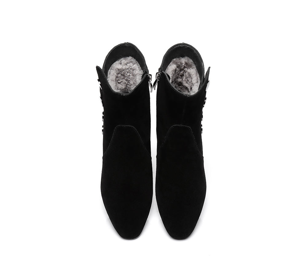 Fashion Boots - TA Midi Women Fashion Block Heel Black Boots