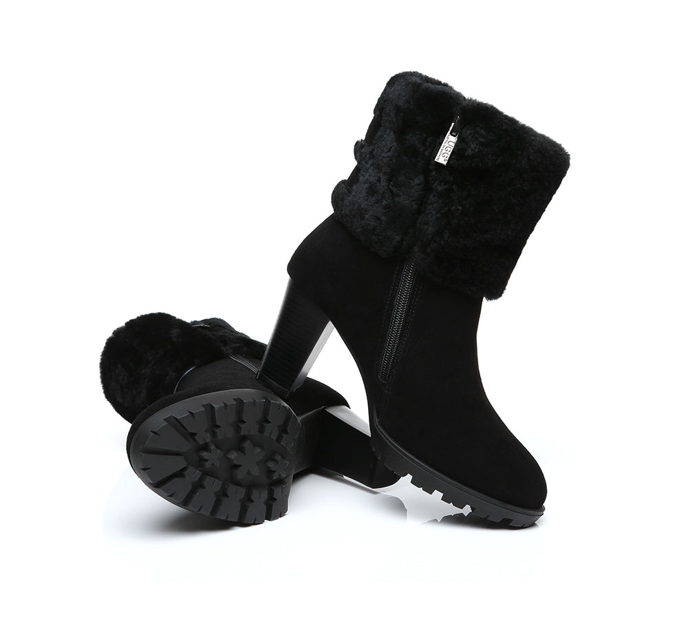 UGG Australian Shepherd® Candice Shearling Style High Heel Women Boots - Fashion Boots - Black - AU Ladies 10 / AU Men 8 / EU 41 - Uggoutlet