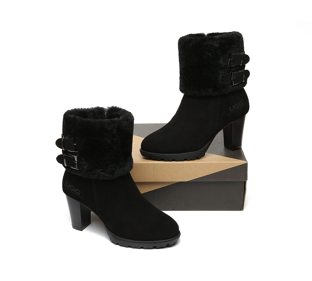 UGG Australian Shepherd® Candice Shearling Style High Heel Women Boots - Fashion Boots - Black - AU Ladies 10 / AU Men 8 / EU 41 - Uggoutlet